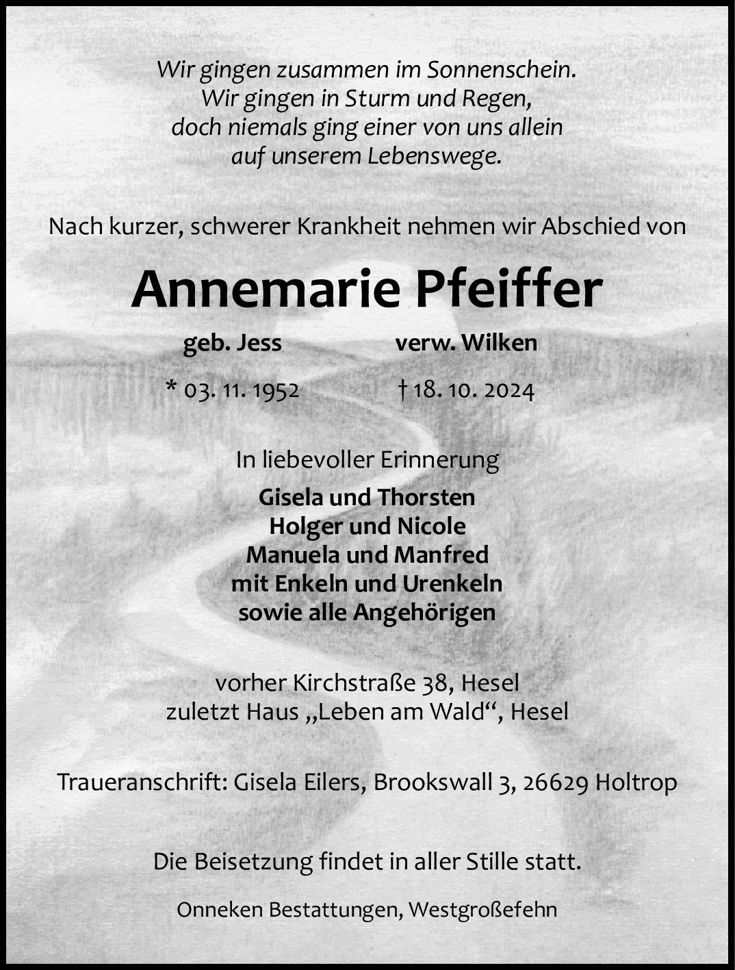 Traueranzeige von Annemarie Pfeiffer