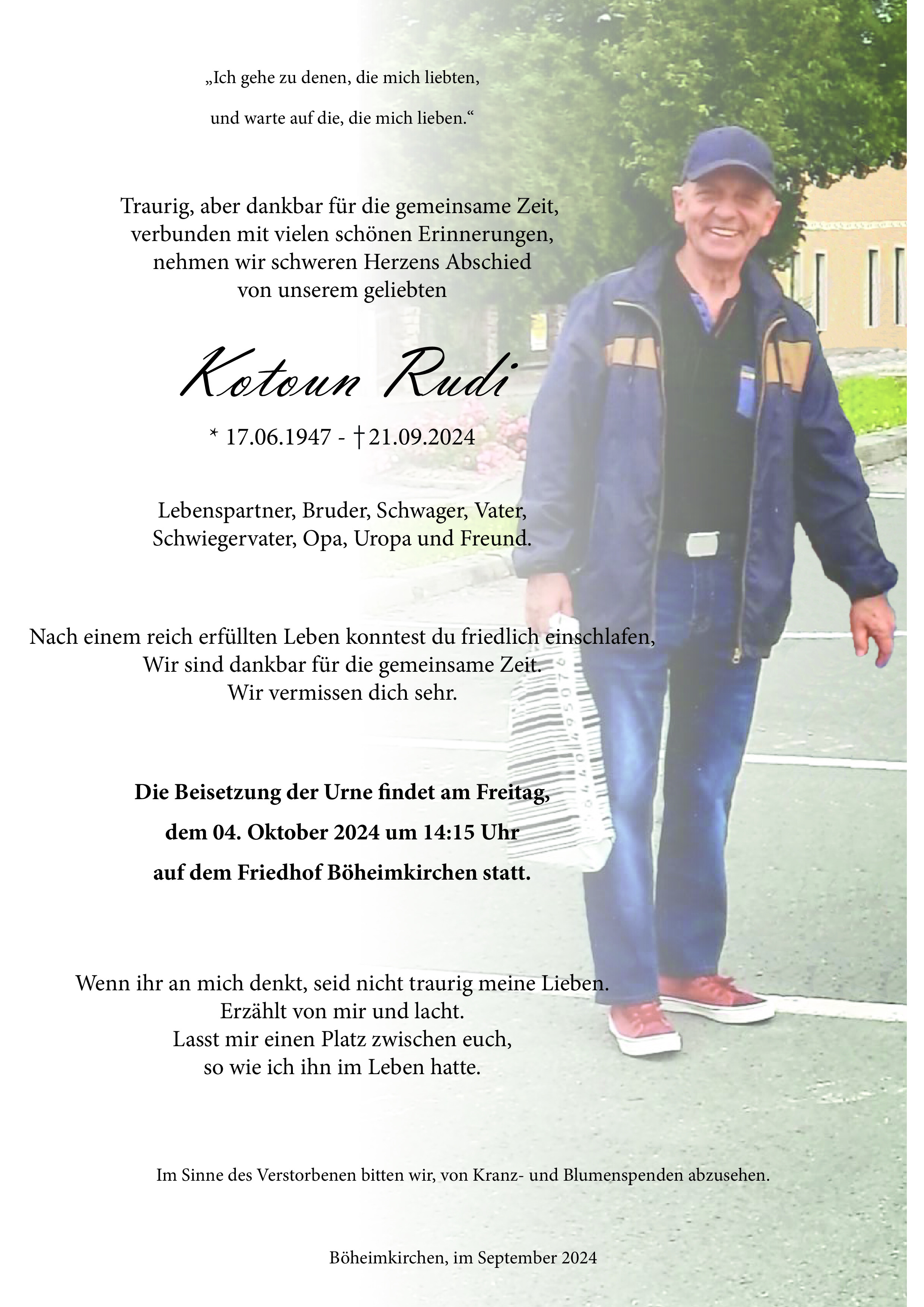 Traueranzeige von Rudolf Kotoun