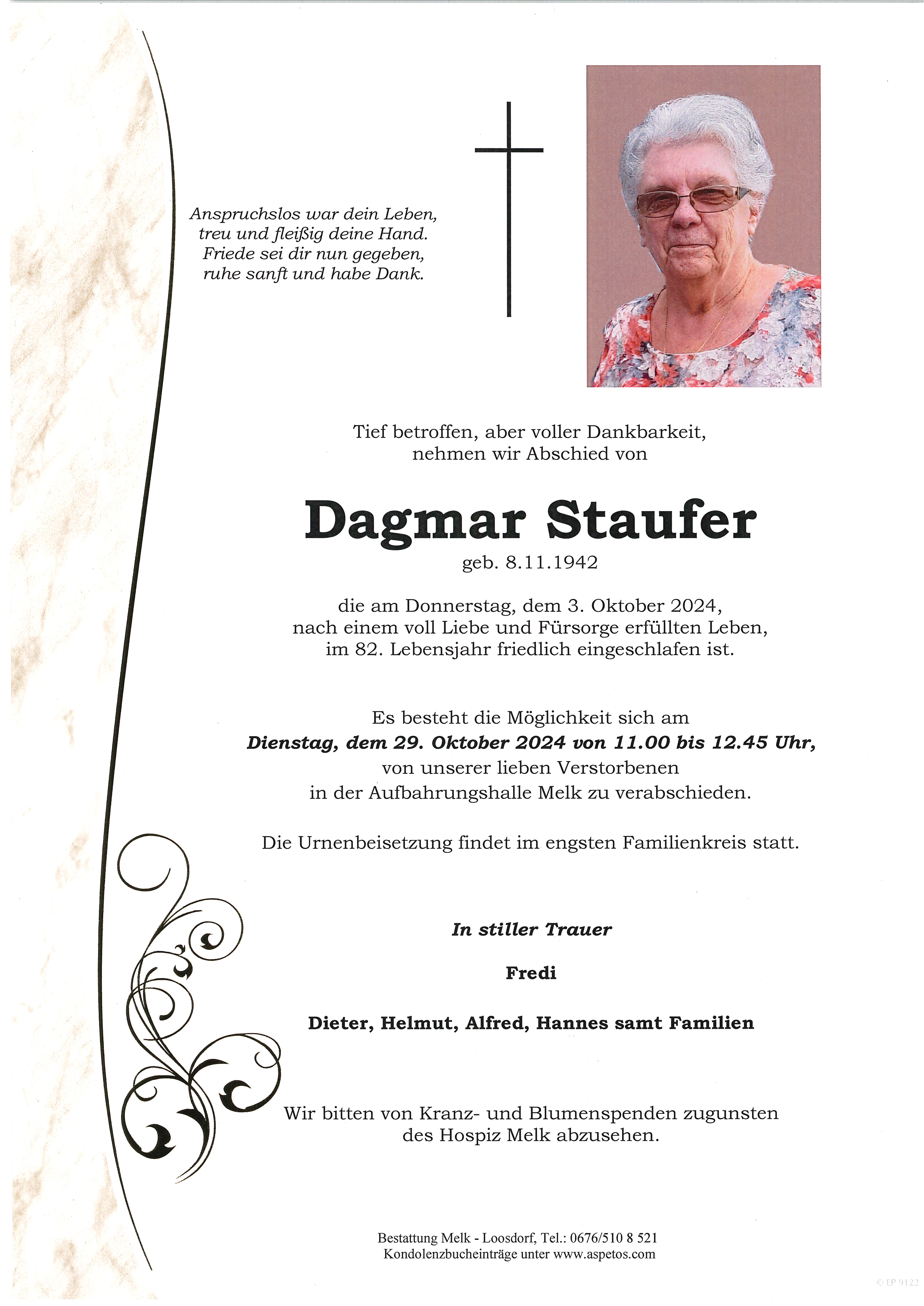 Traueranzeige von Dagmar Staufer