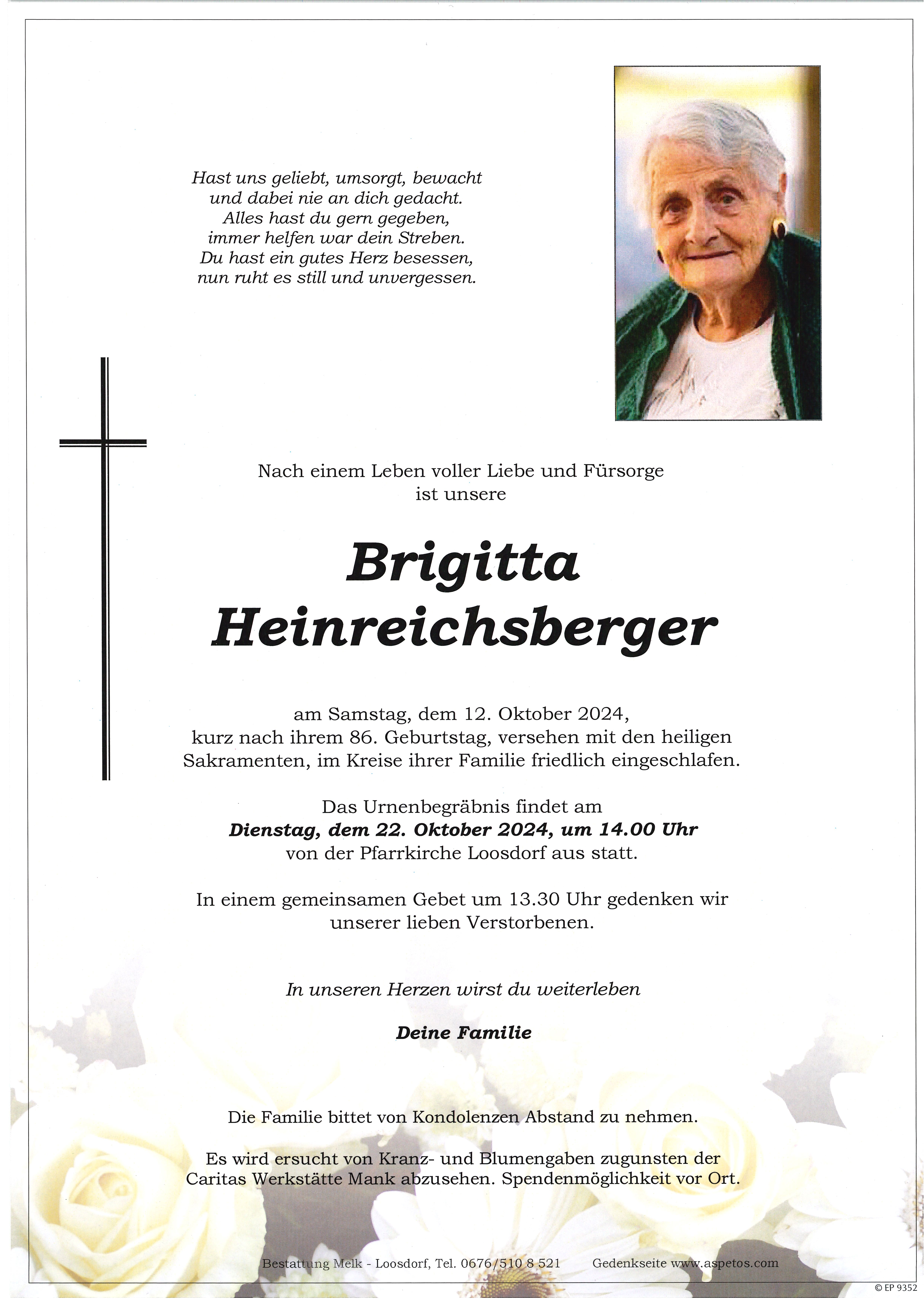 Traueranzeige von Brigitta Heinreichsberger
