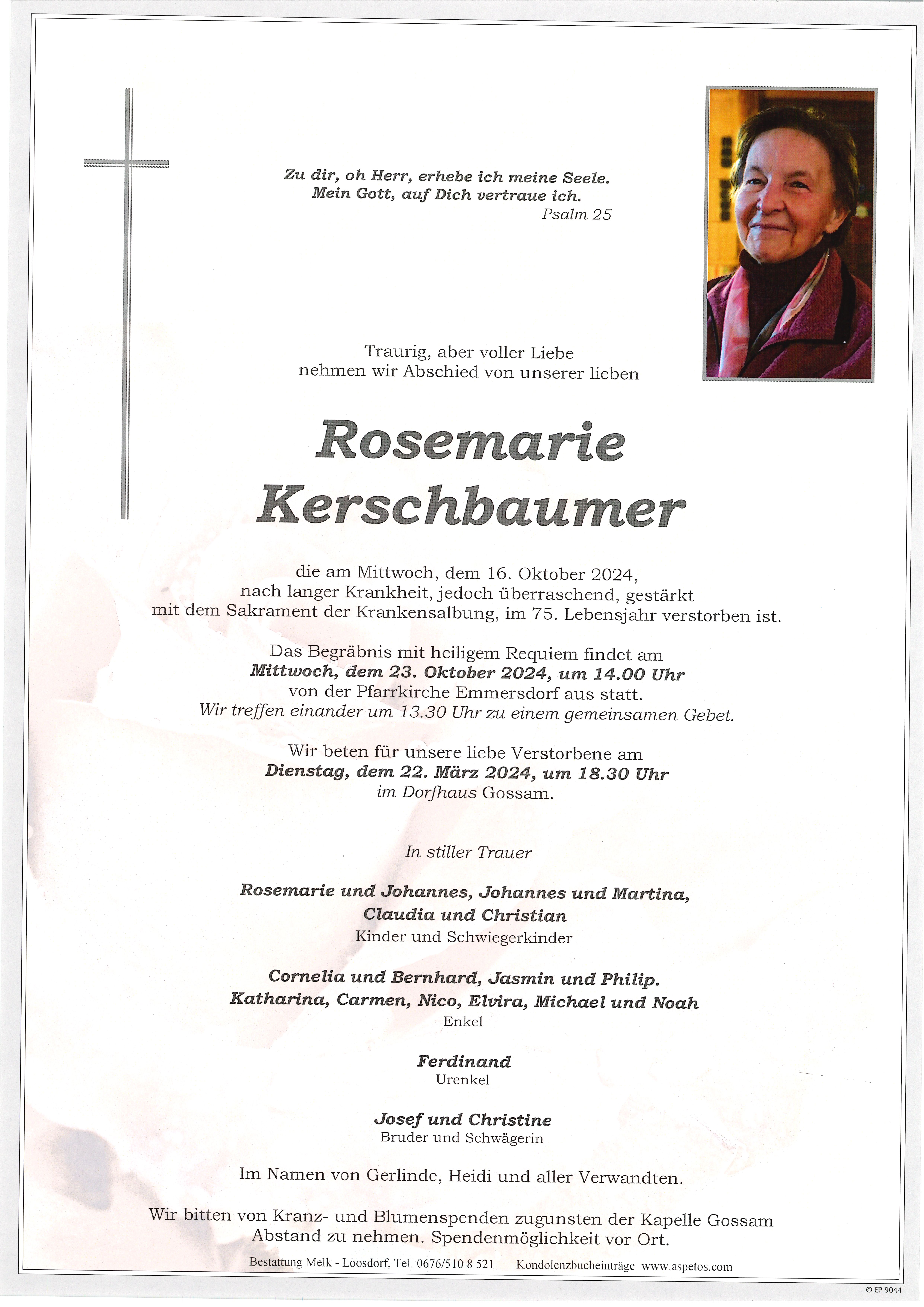 Traueranzeige von Rosemarie Kerschbaumer
