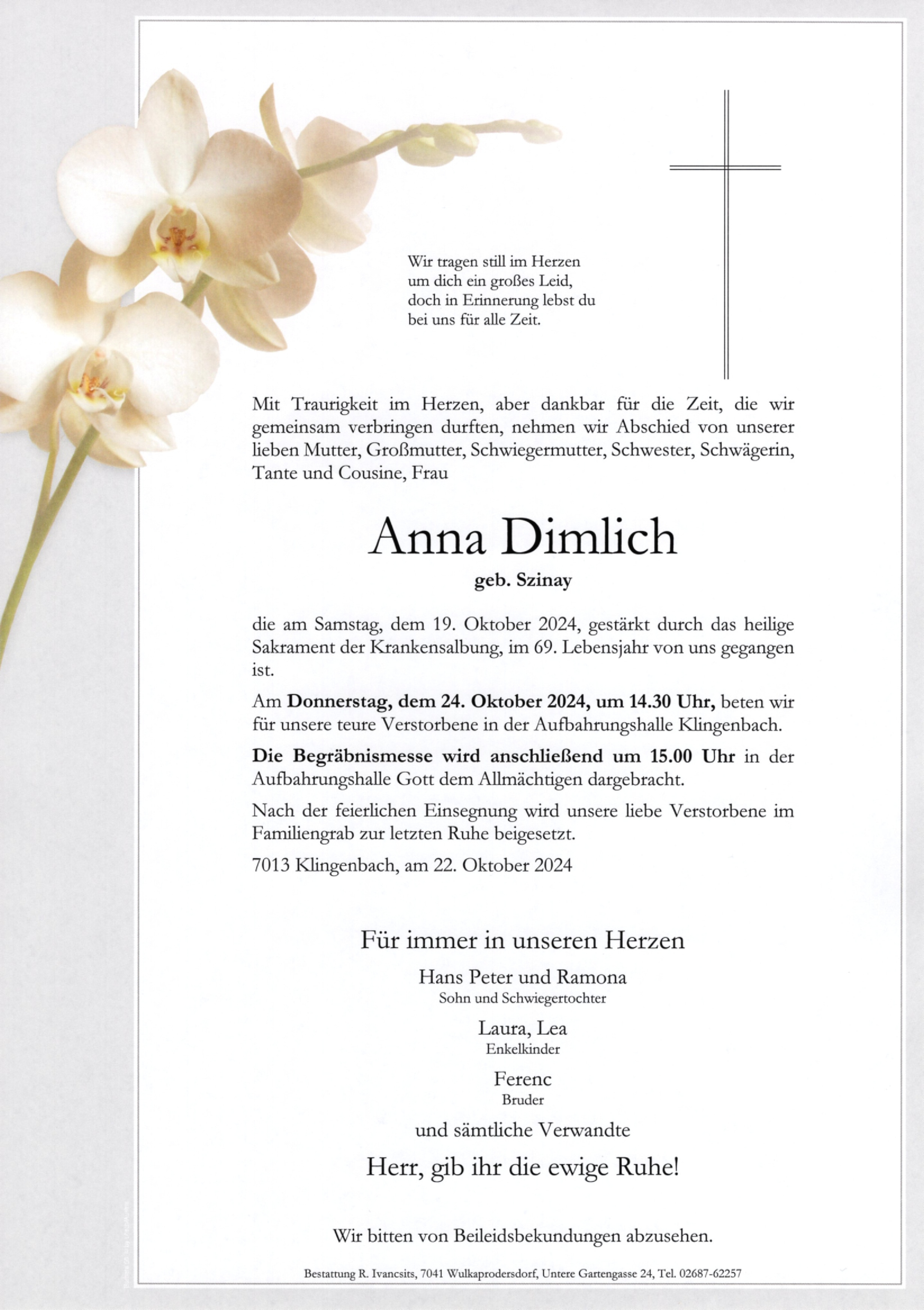 Traueranzeige von Anna Dimlich