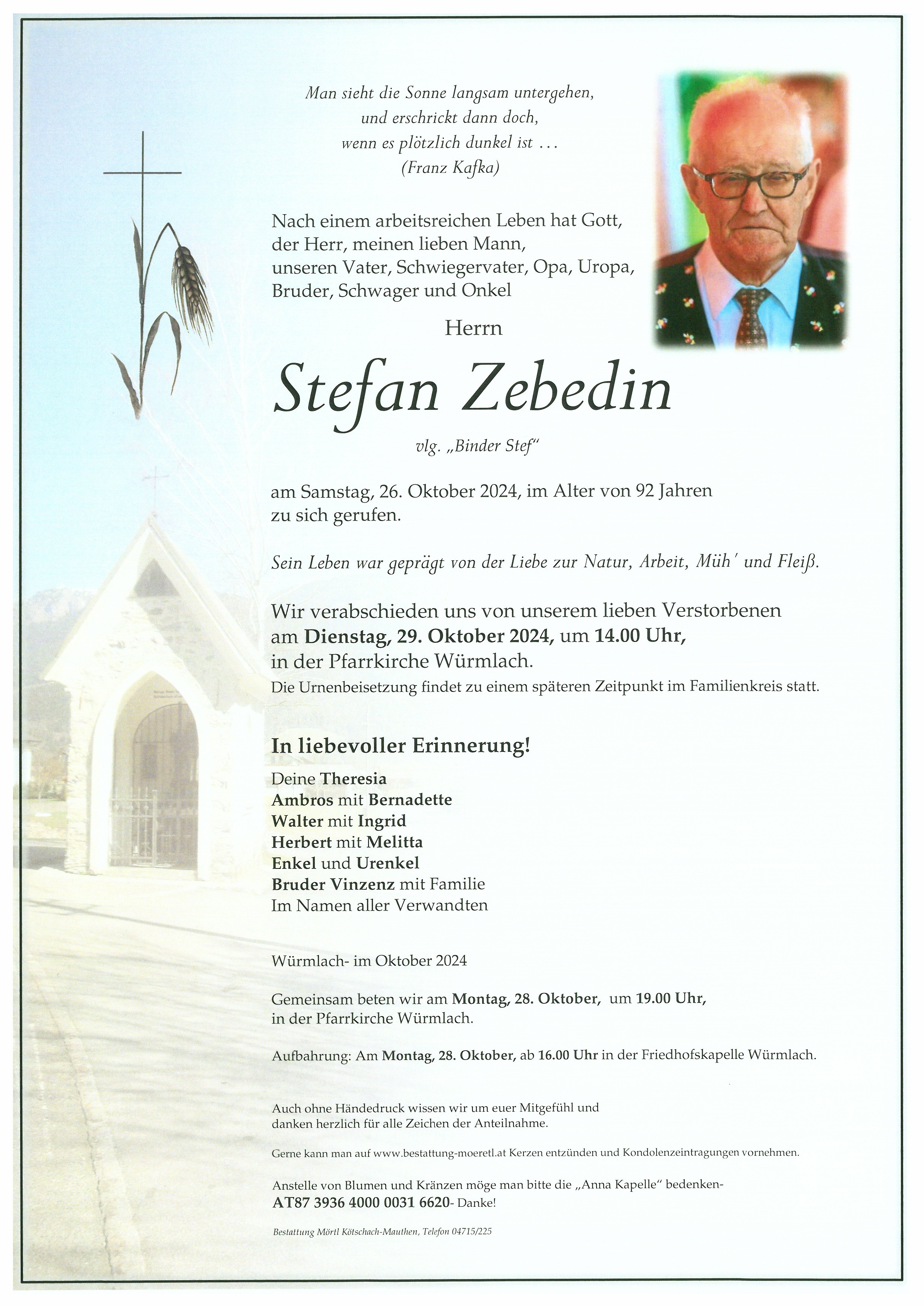 Traueranzeige von Stefan Zebedin