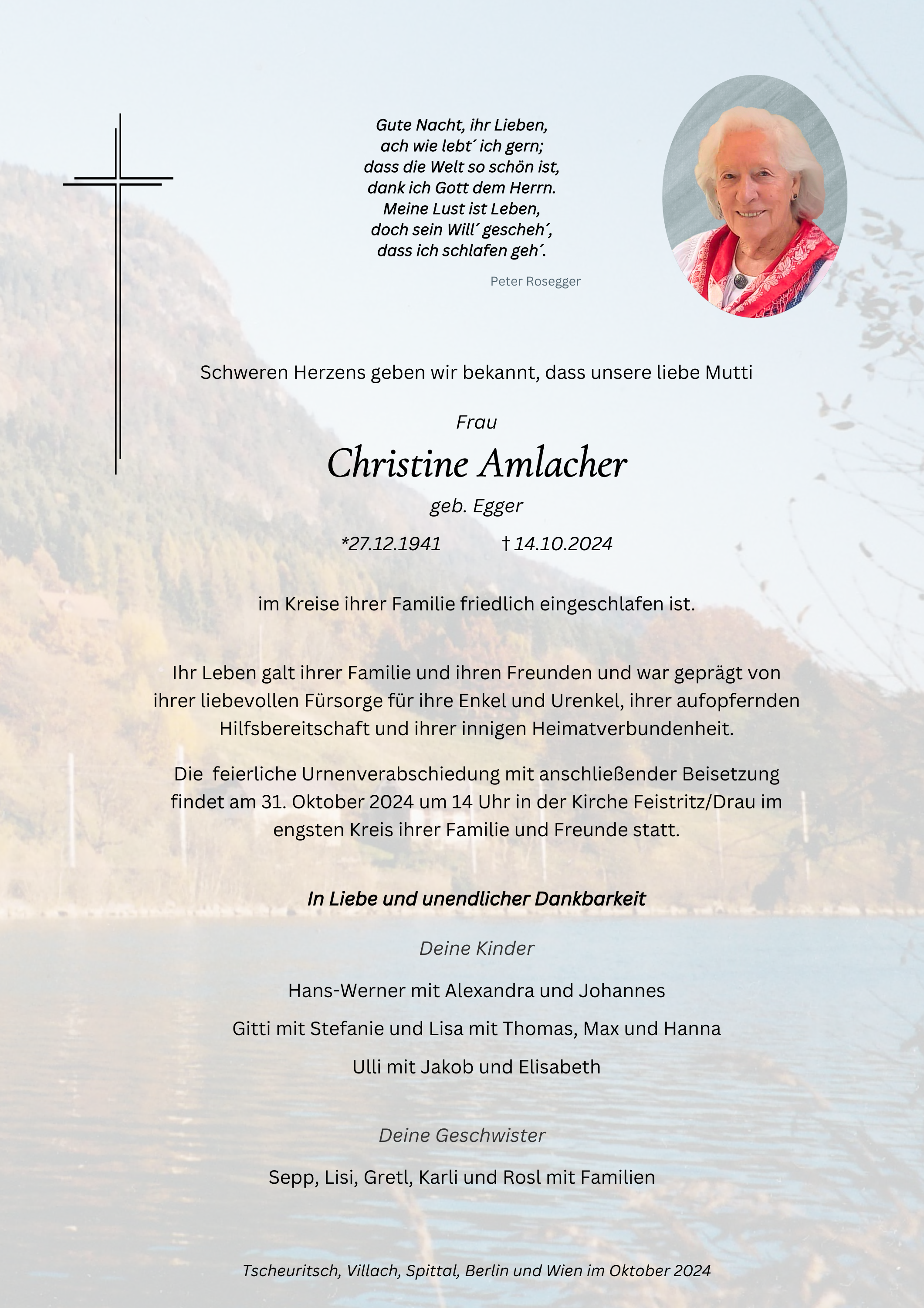 Traueranzeige von Christine Amlacher