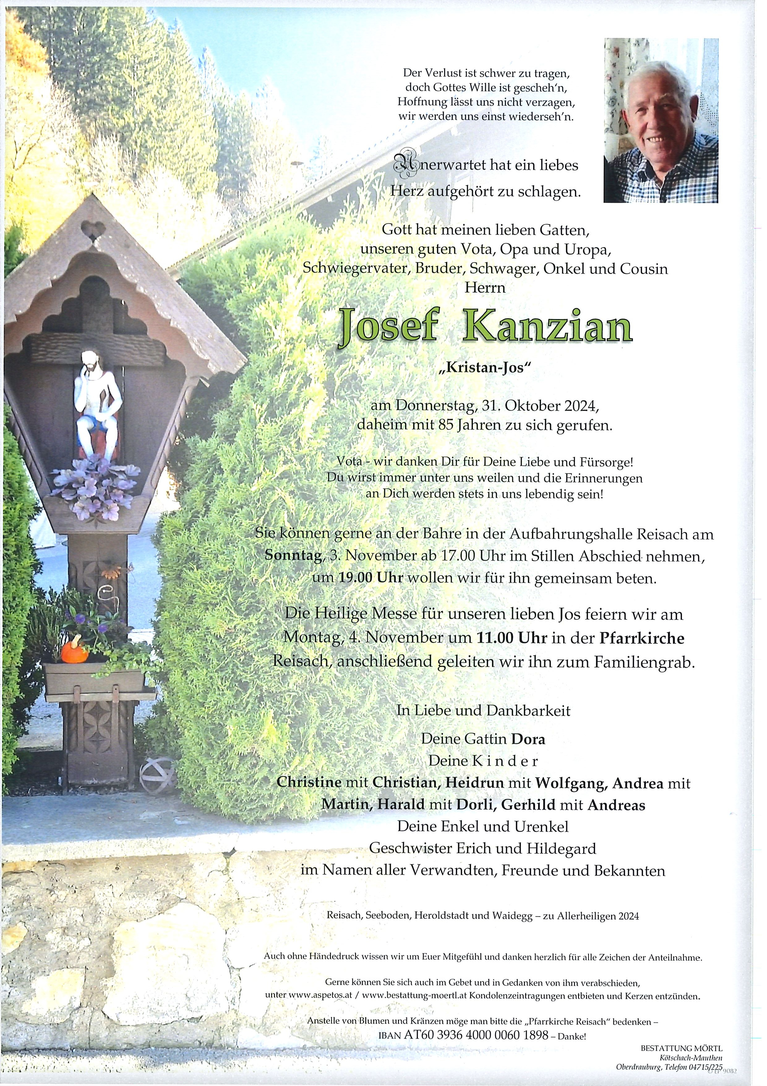 Traueranzeige von Josef Kanzian