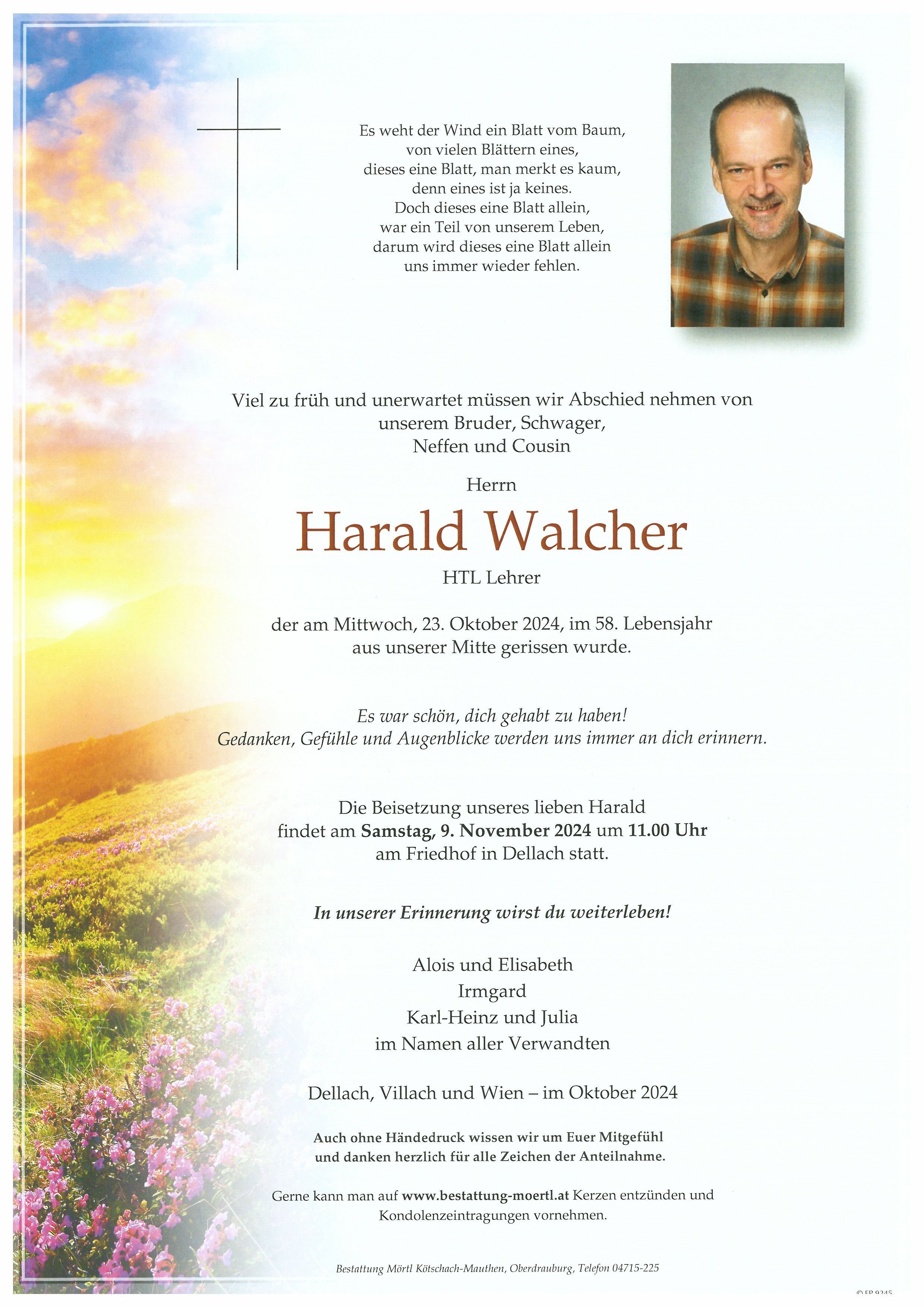 Traueranzeige von Harald Walcher