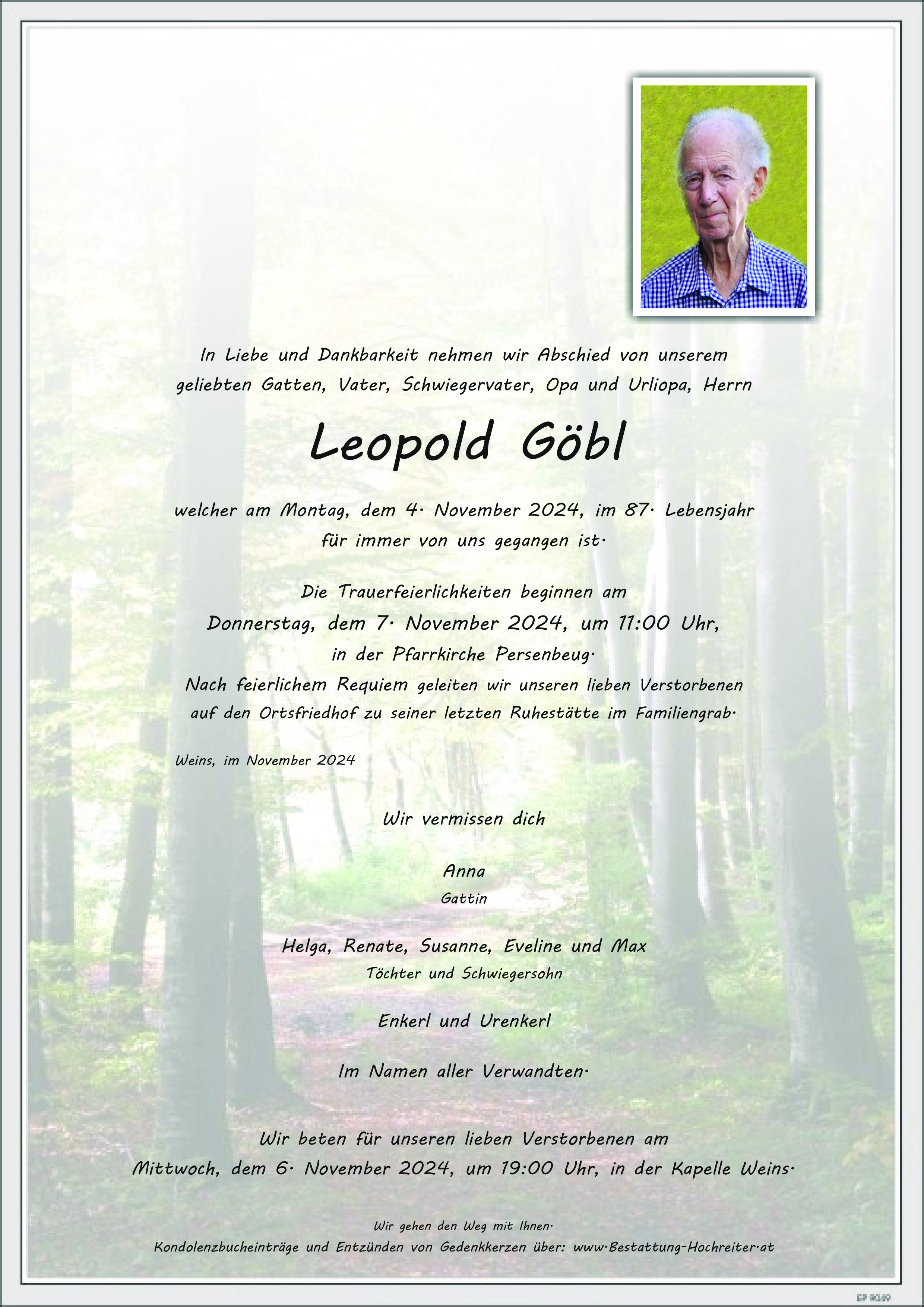 Traueranzeige von Leopold Göbl