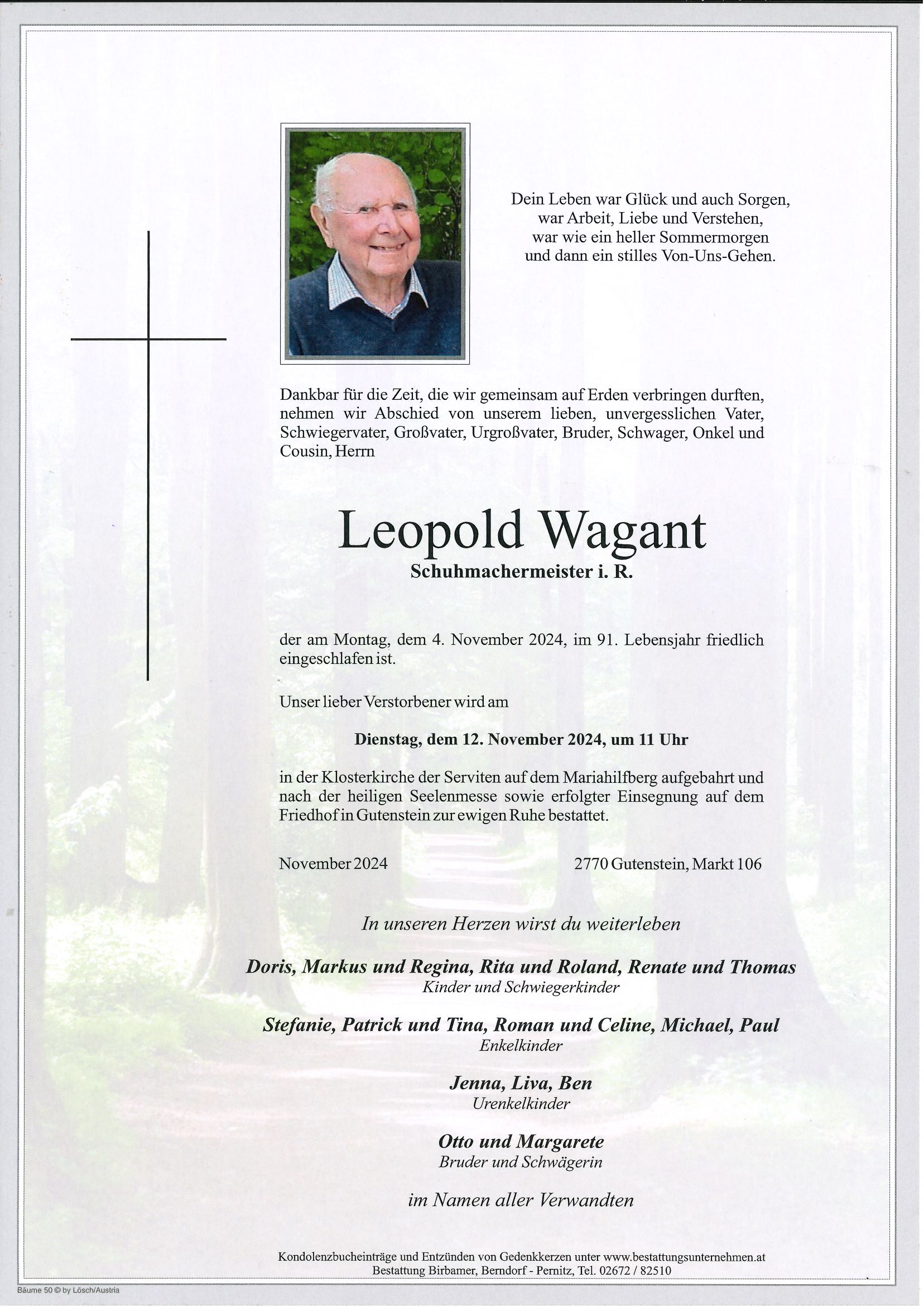 Traueranzeige von Leopold Wagant