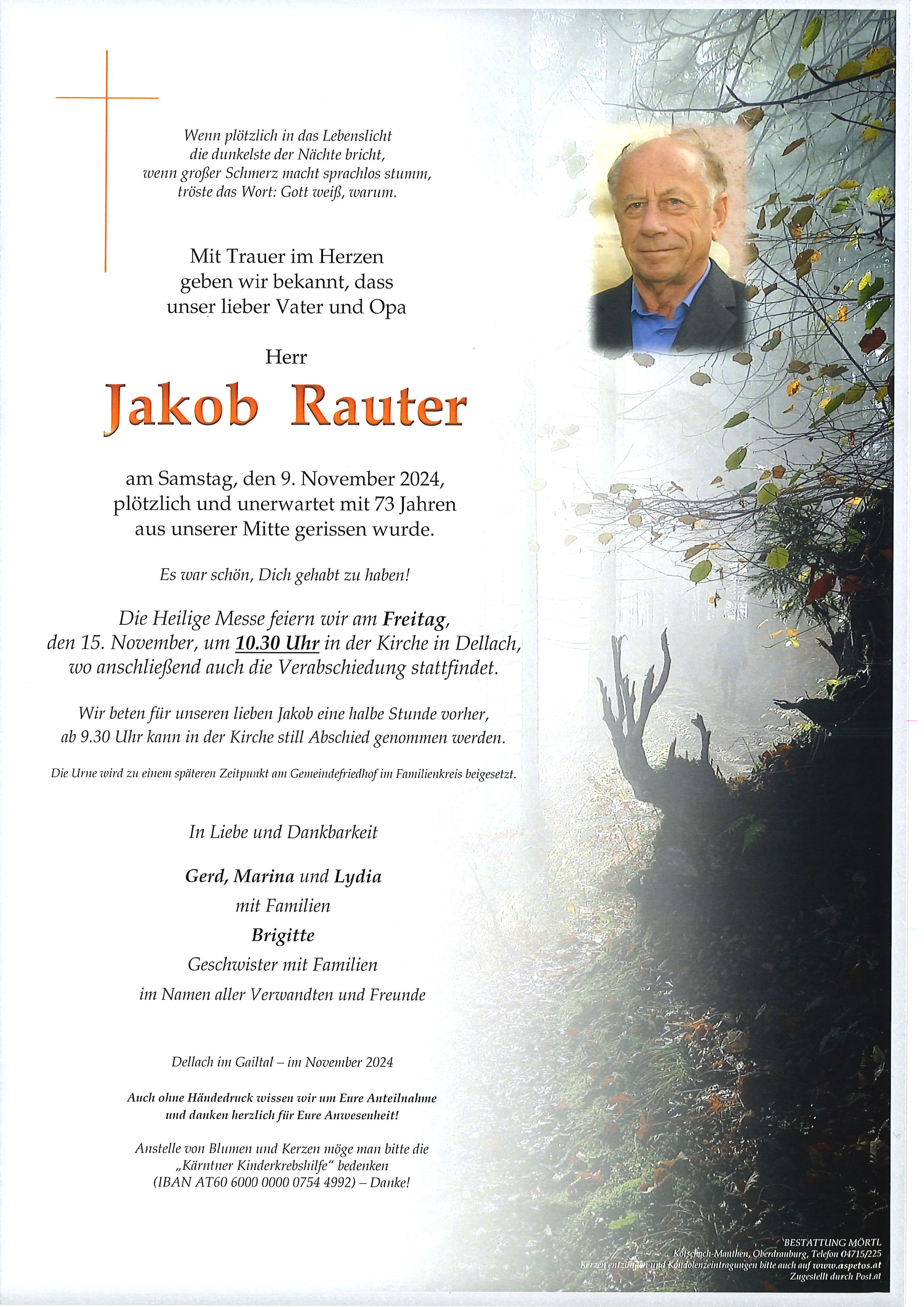 Traueranzeige von Jakob Rauter