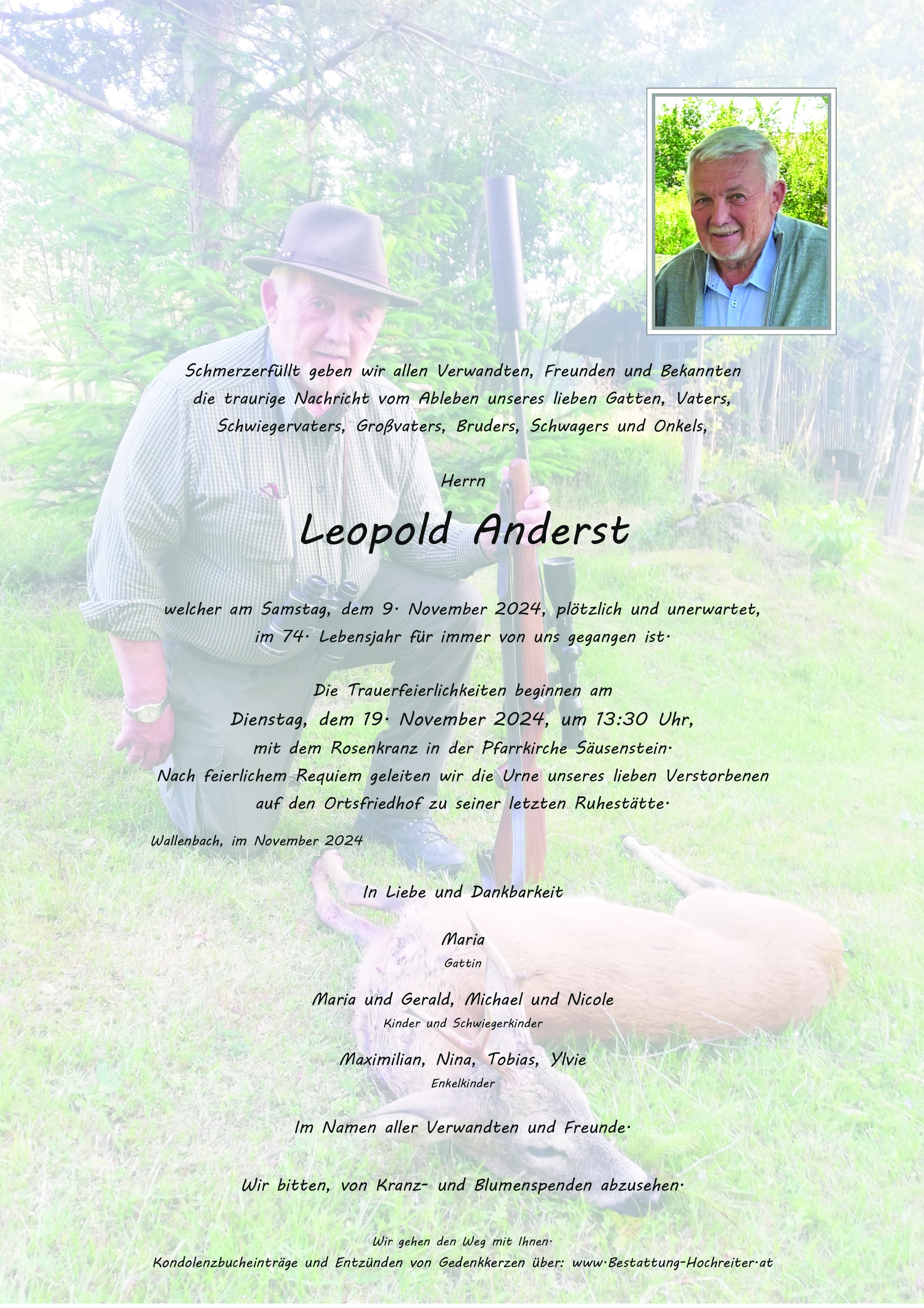 Traueranzeige von Leopold Anderst