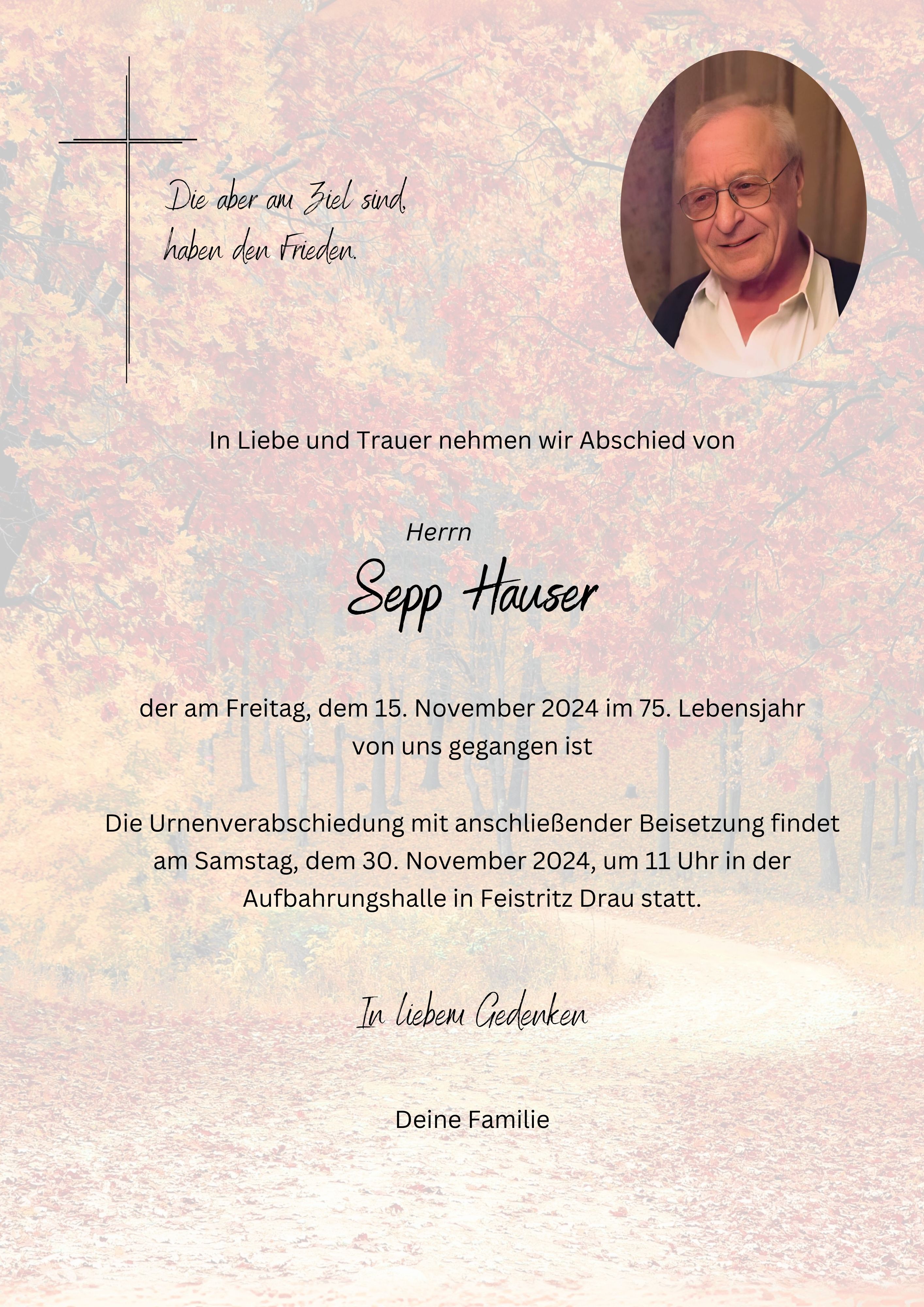 Traueranzeige von Sepp Hauser