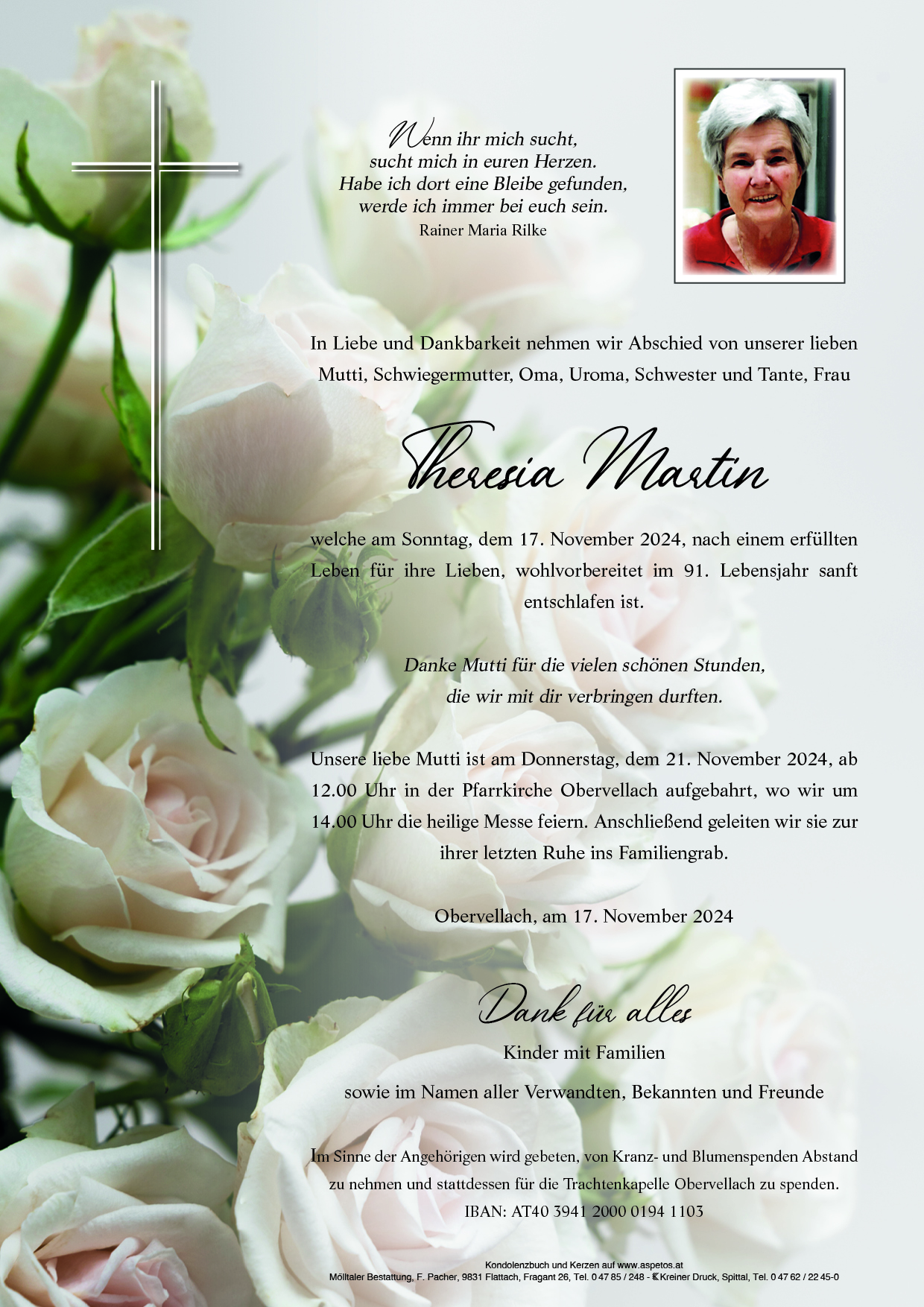Traueranzeige von Theresia Martin