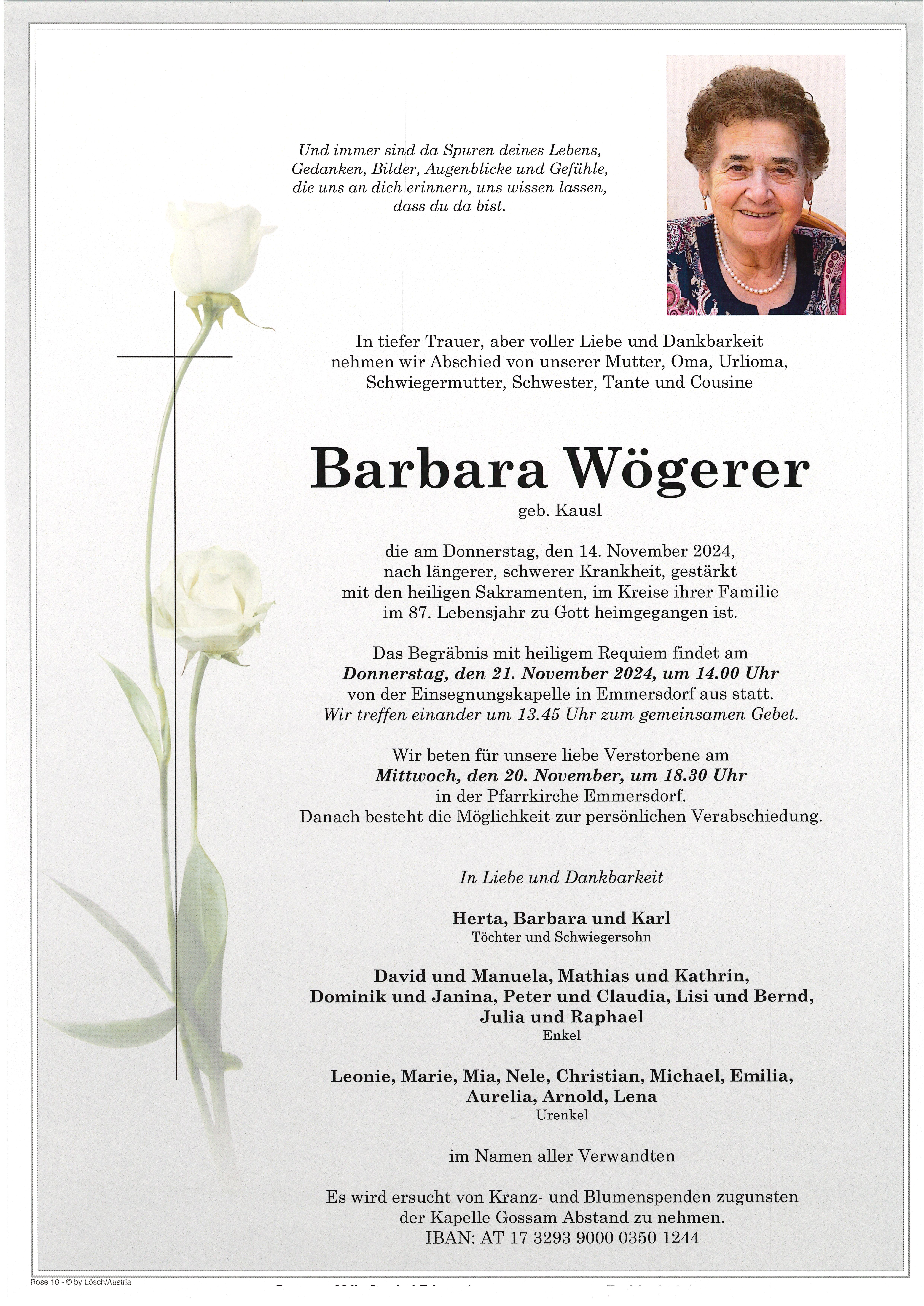 Traueranzeige von Barbara Wögerer
