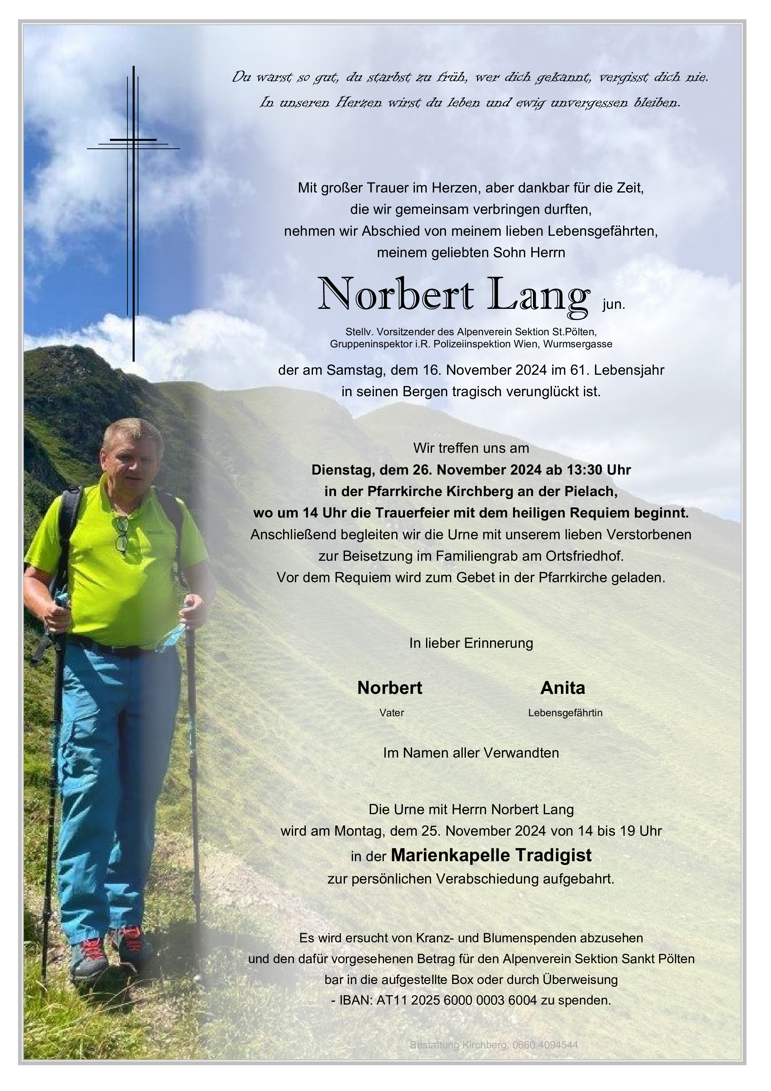Traueranzeige von Norbert Lang