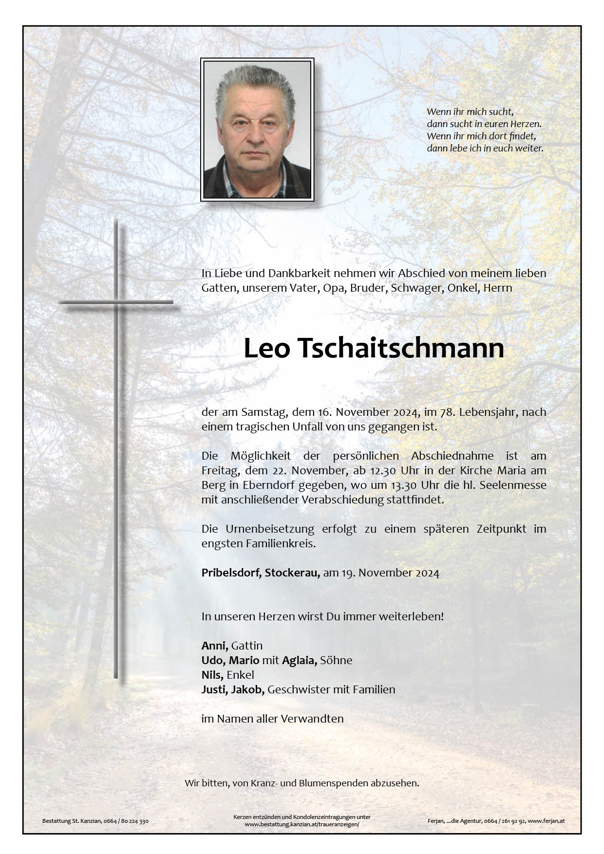 Traueranzeige von Leo Tschaitschmann