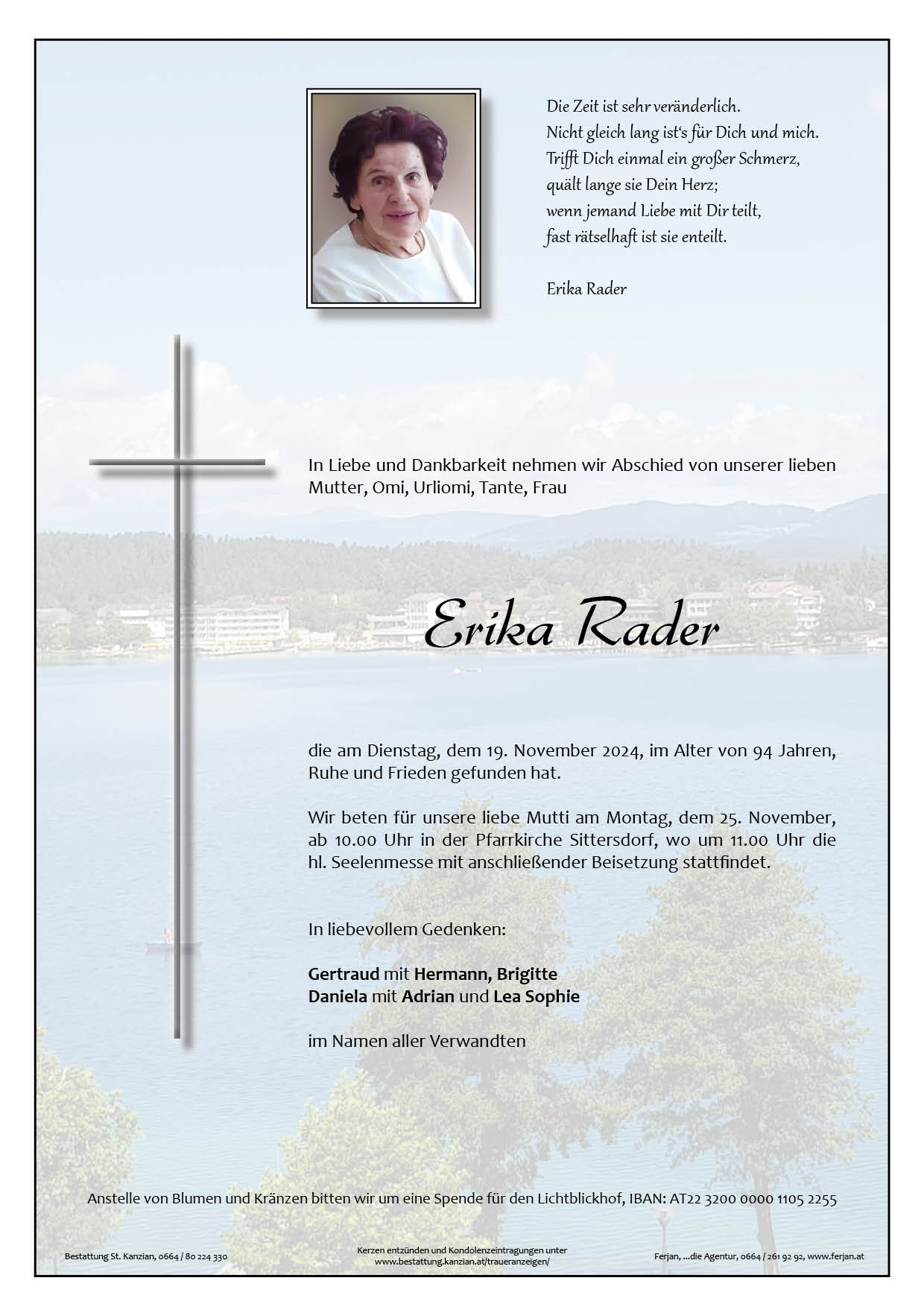 Traueranzeige von Erika Rader