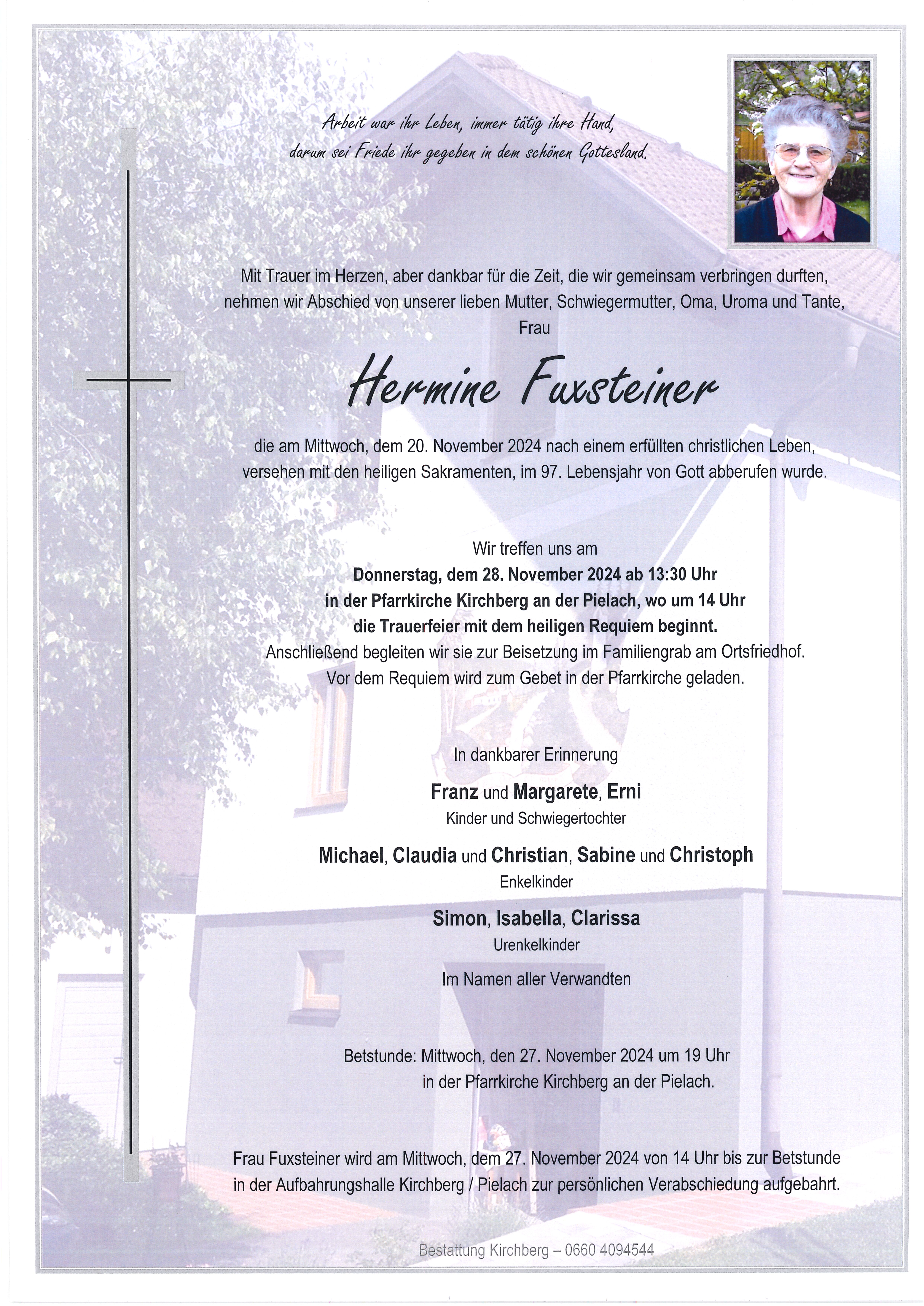 Traueranzeige von Hermine Fuxsteiner