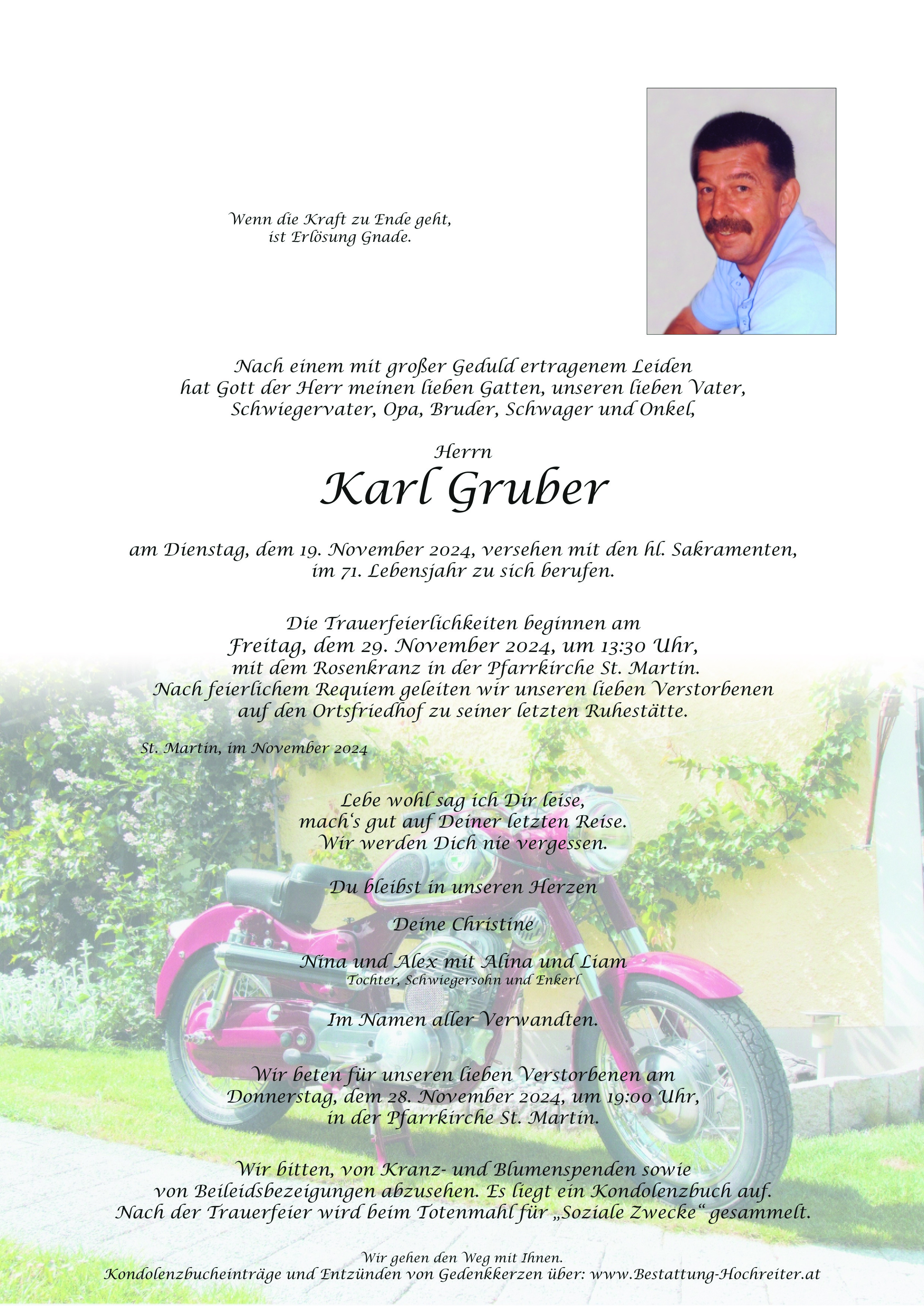 Traueranzeige von Karl Gruber