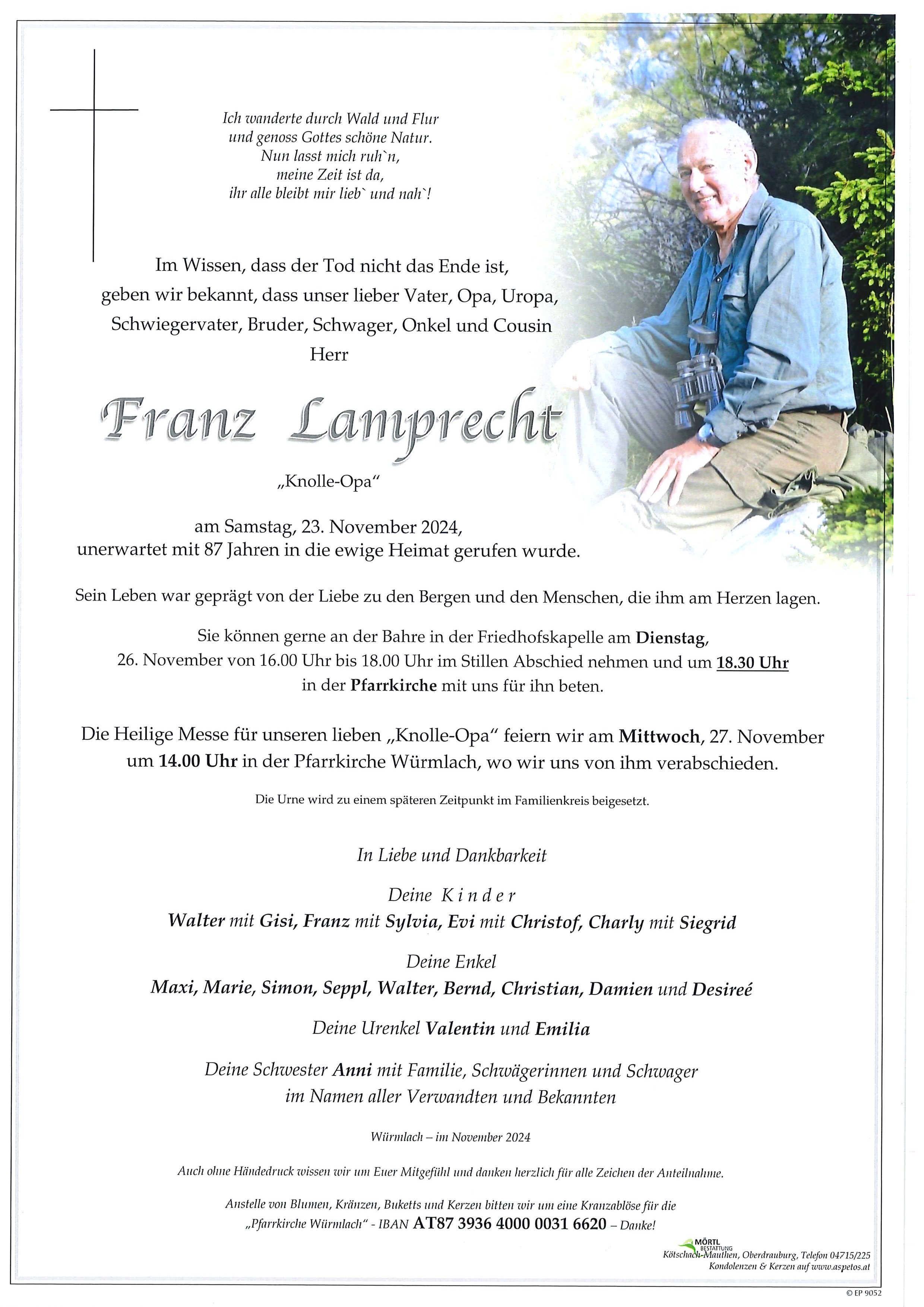 Traueranzeige von Franz Lamprecht