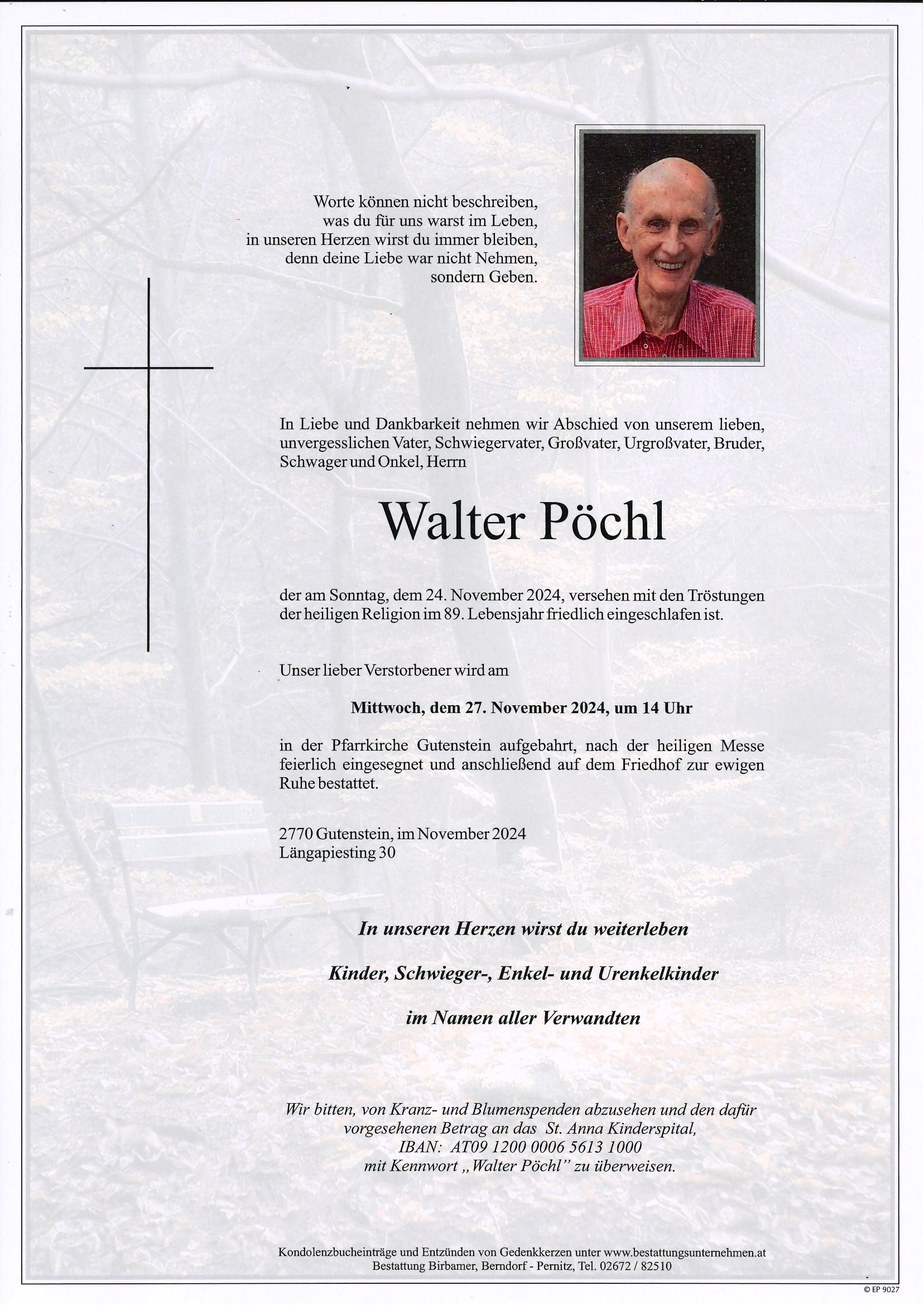 Traueranzeige von Walter Pöchl