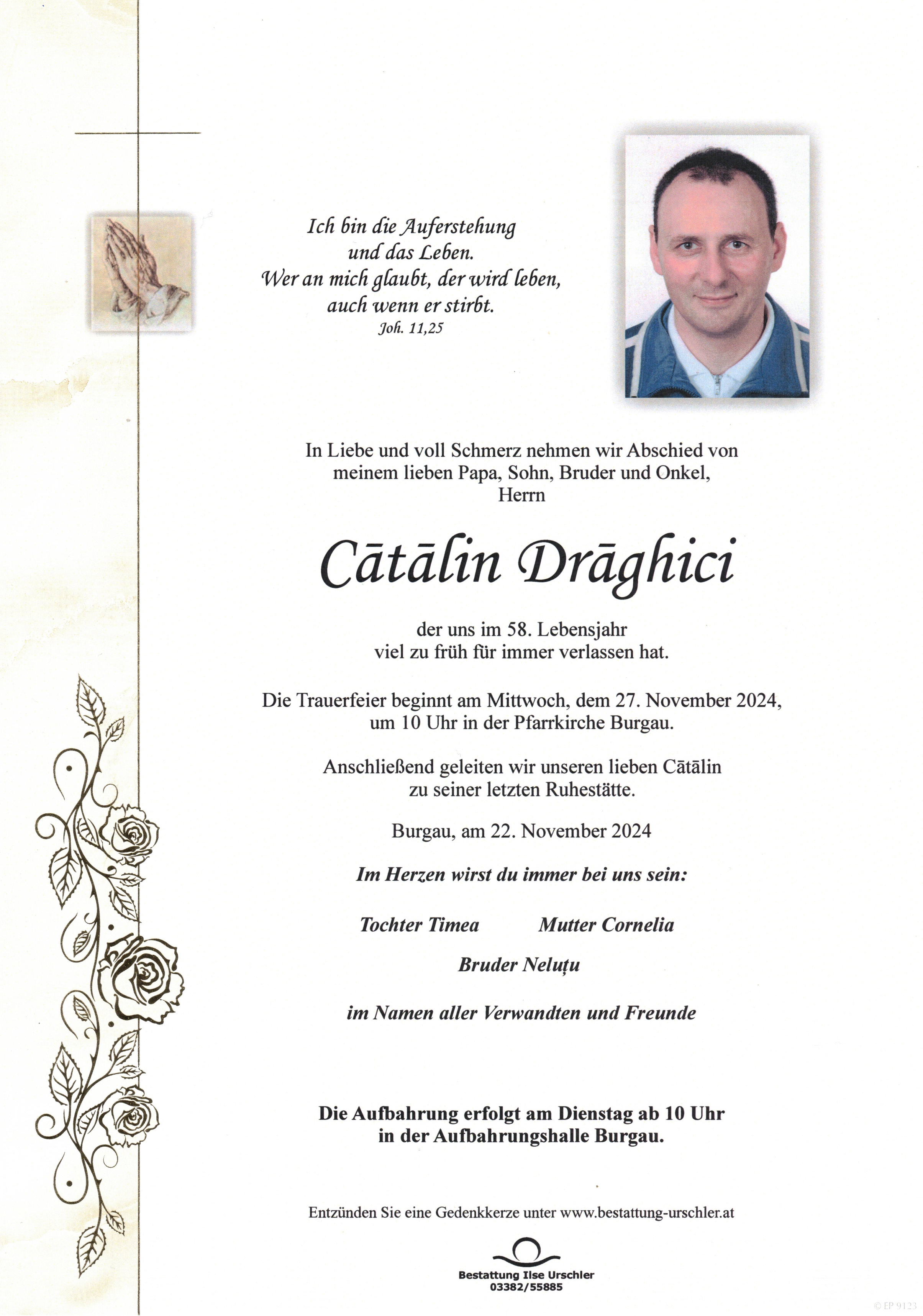 Traueranzeige von Catalin Draghici
