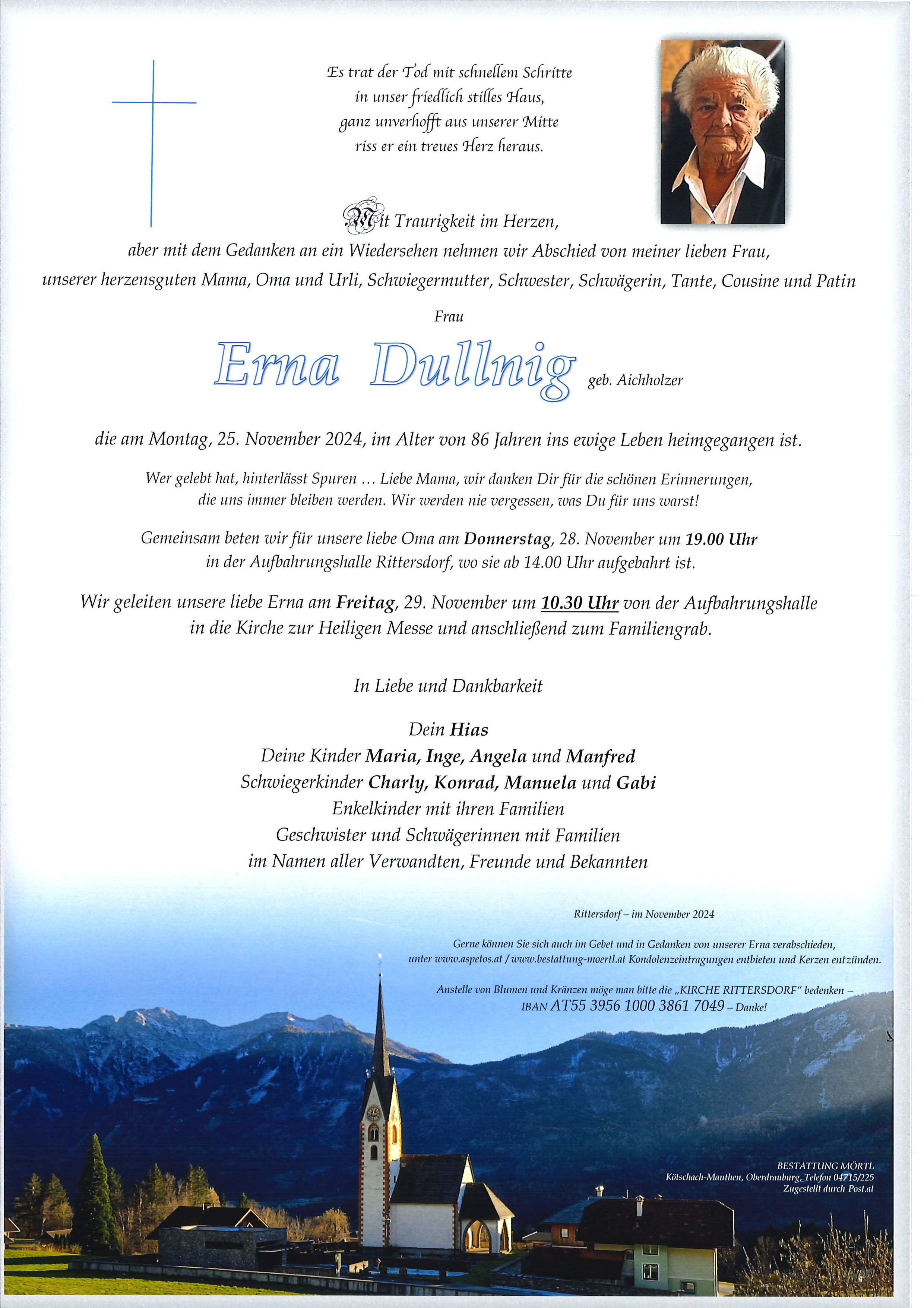 Traueranzeige von Erna Dullnig