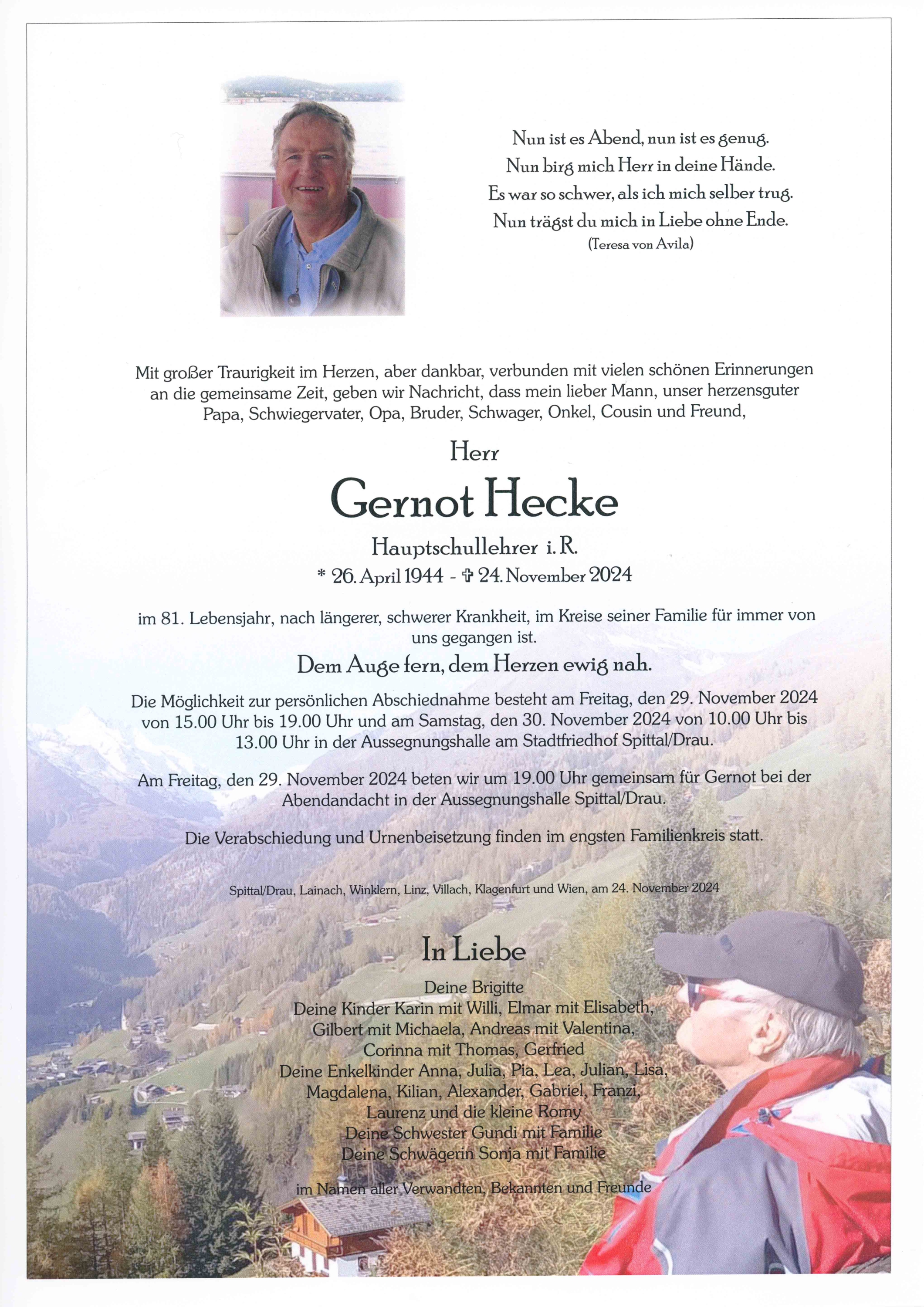 Traueranzeige von Gernot Hecke