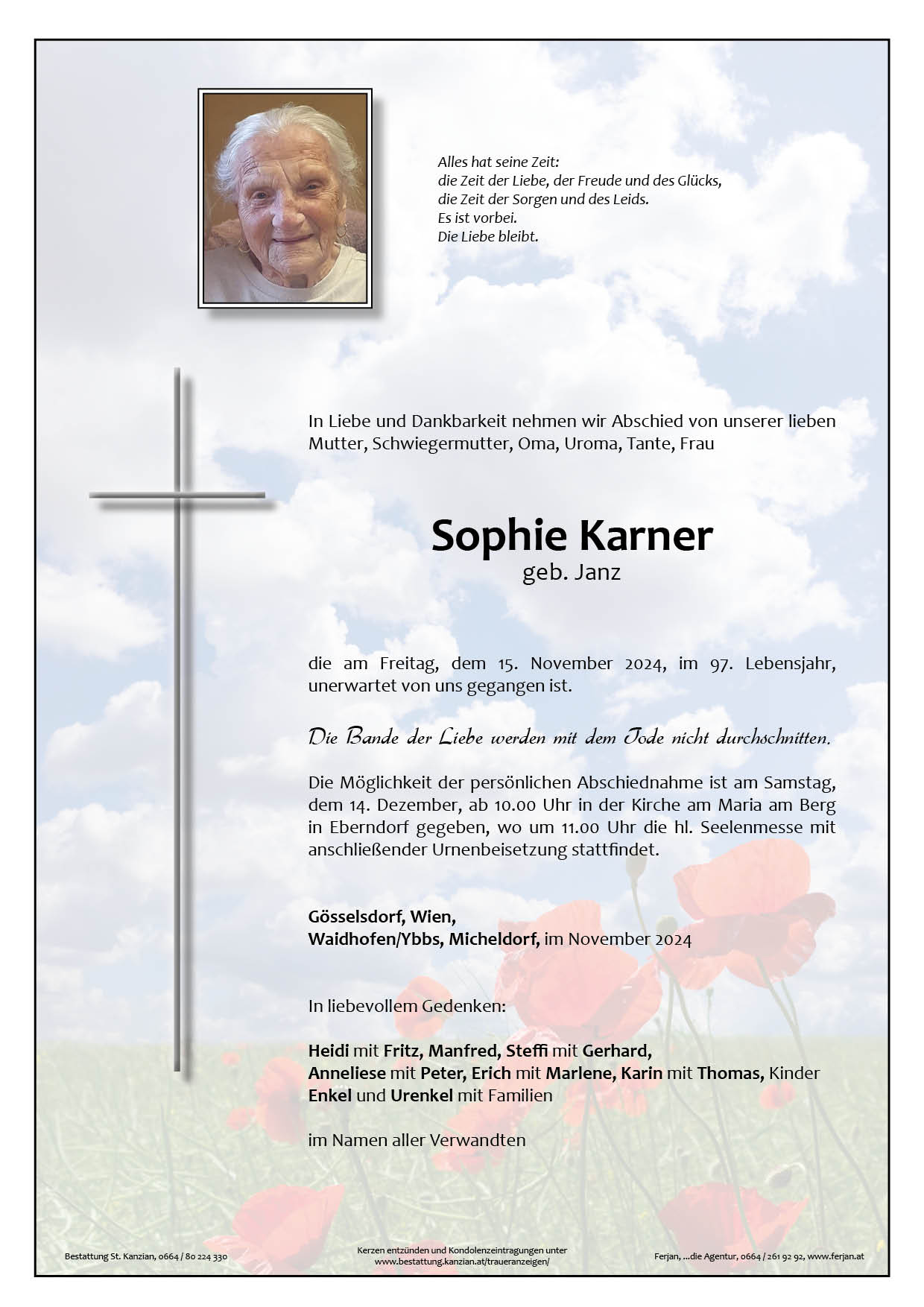 Traueranzeige von Sophie Karner