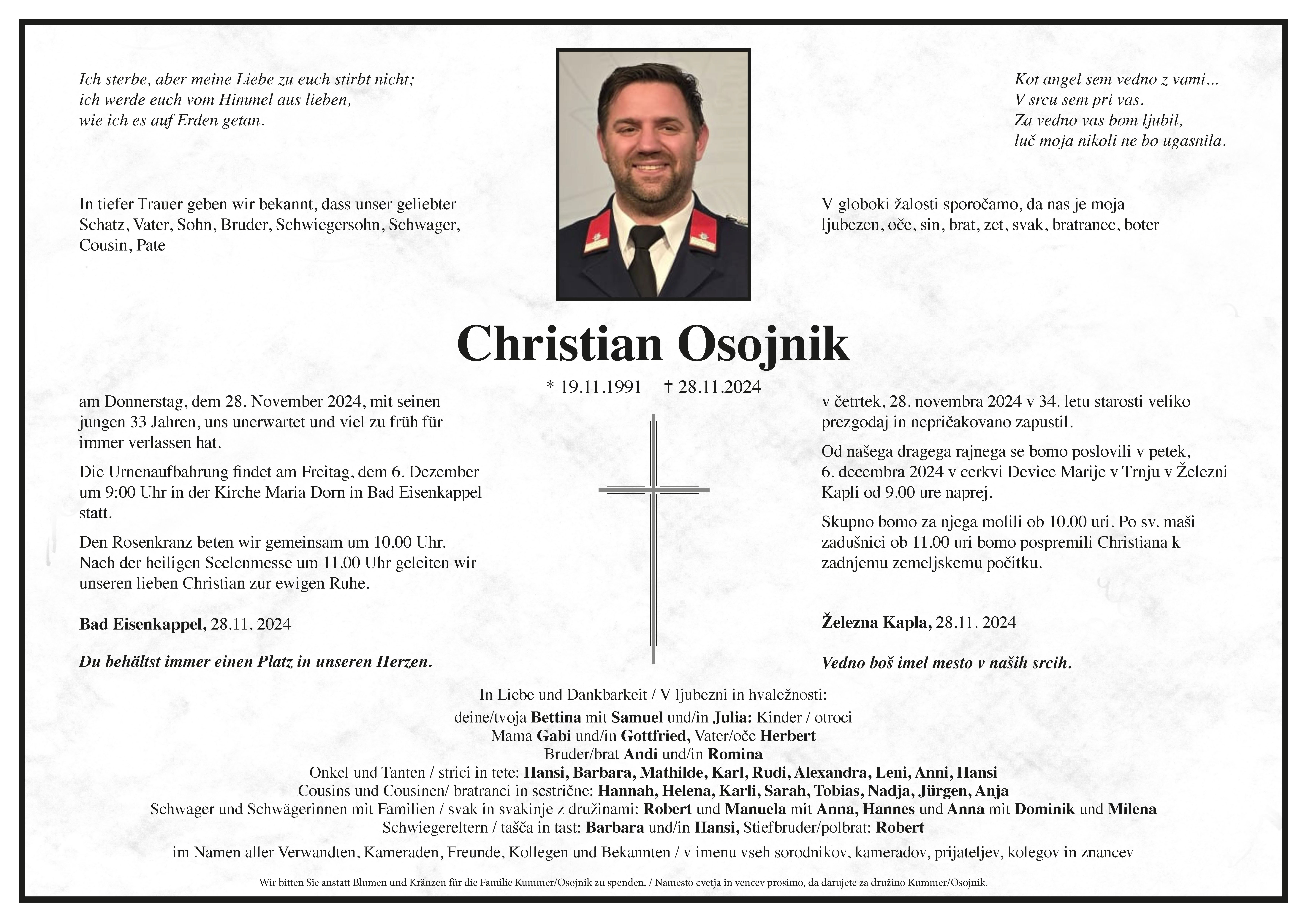 Traueranzeige von Christian Osojnik