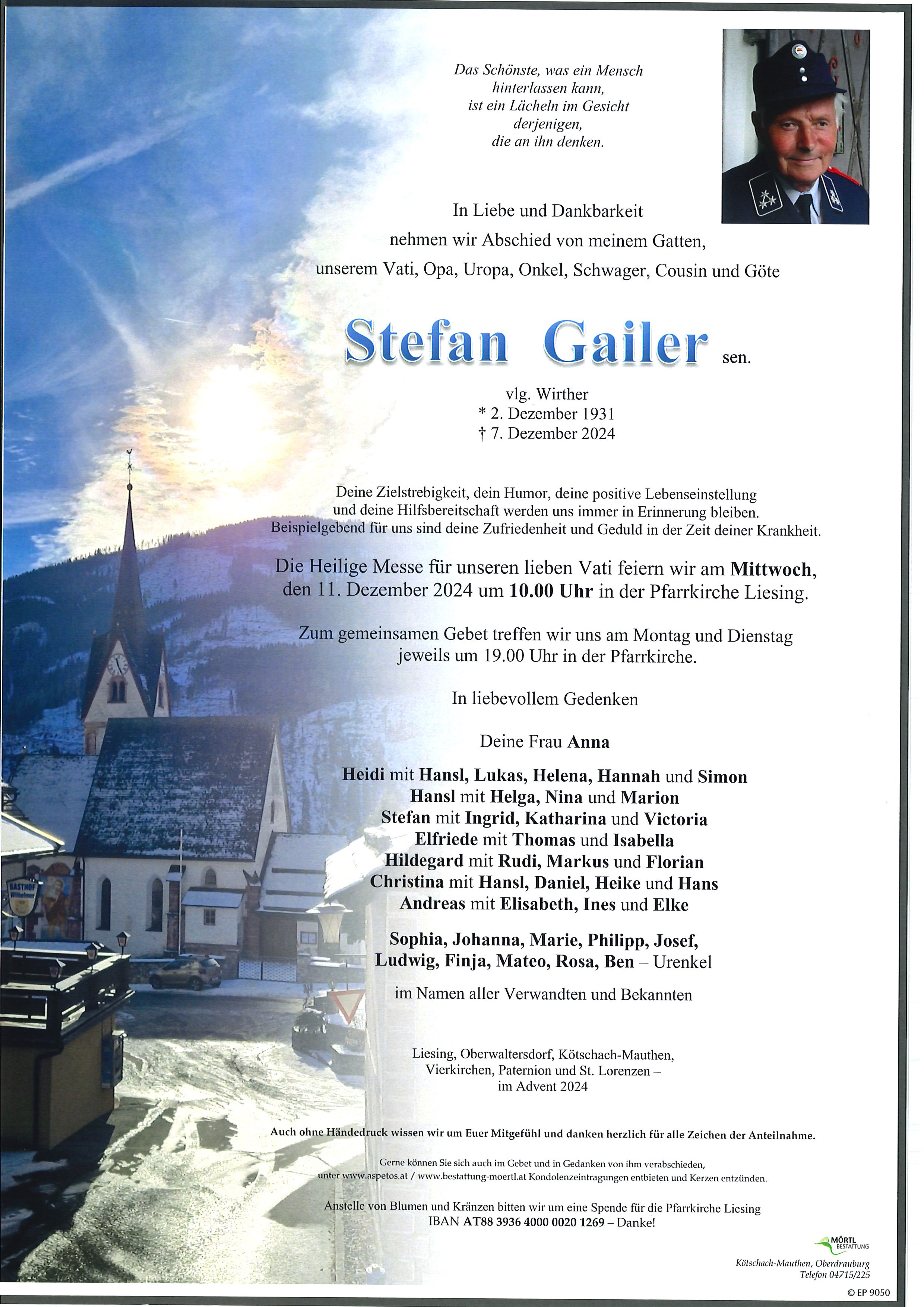 Traueranzeige von Stefan Gailer sen.