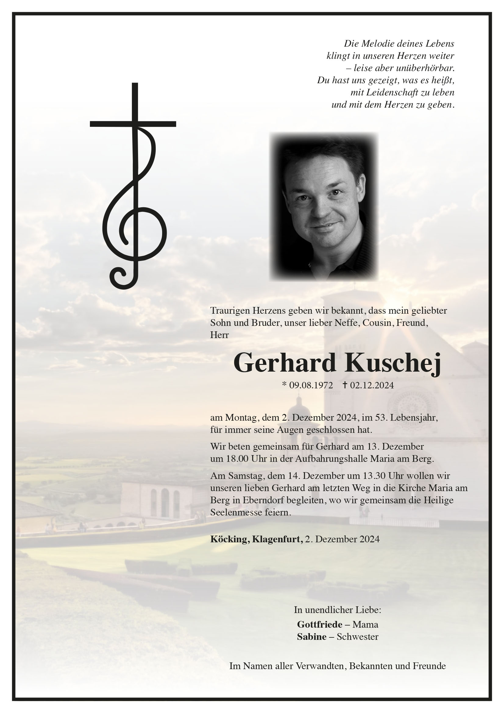 Traueranzeige von Gerhard Kuschej