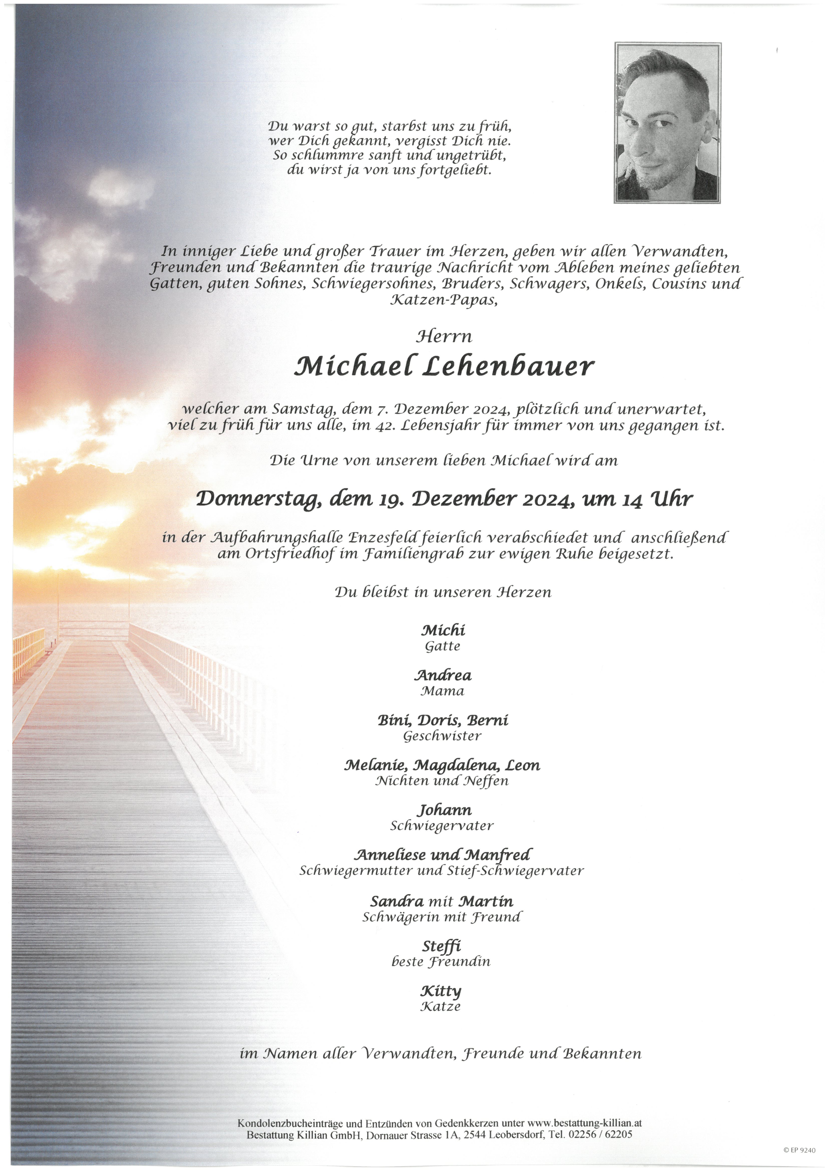 Traueranzeige von Michael Lehenbauer