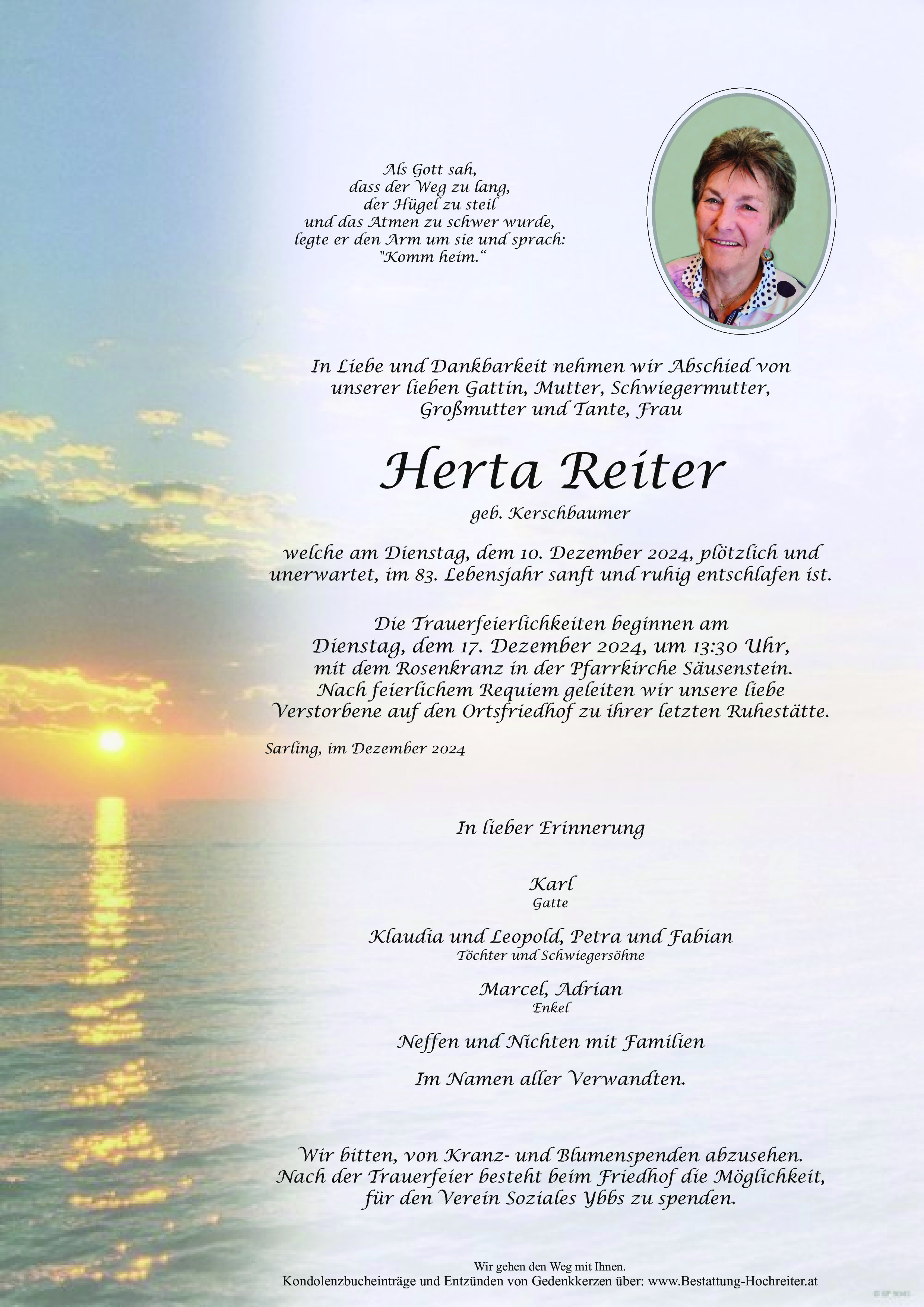 Traueranzeige von Herta Reiter