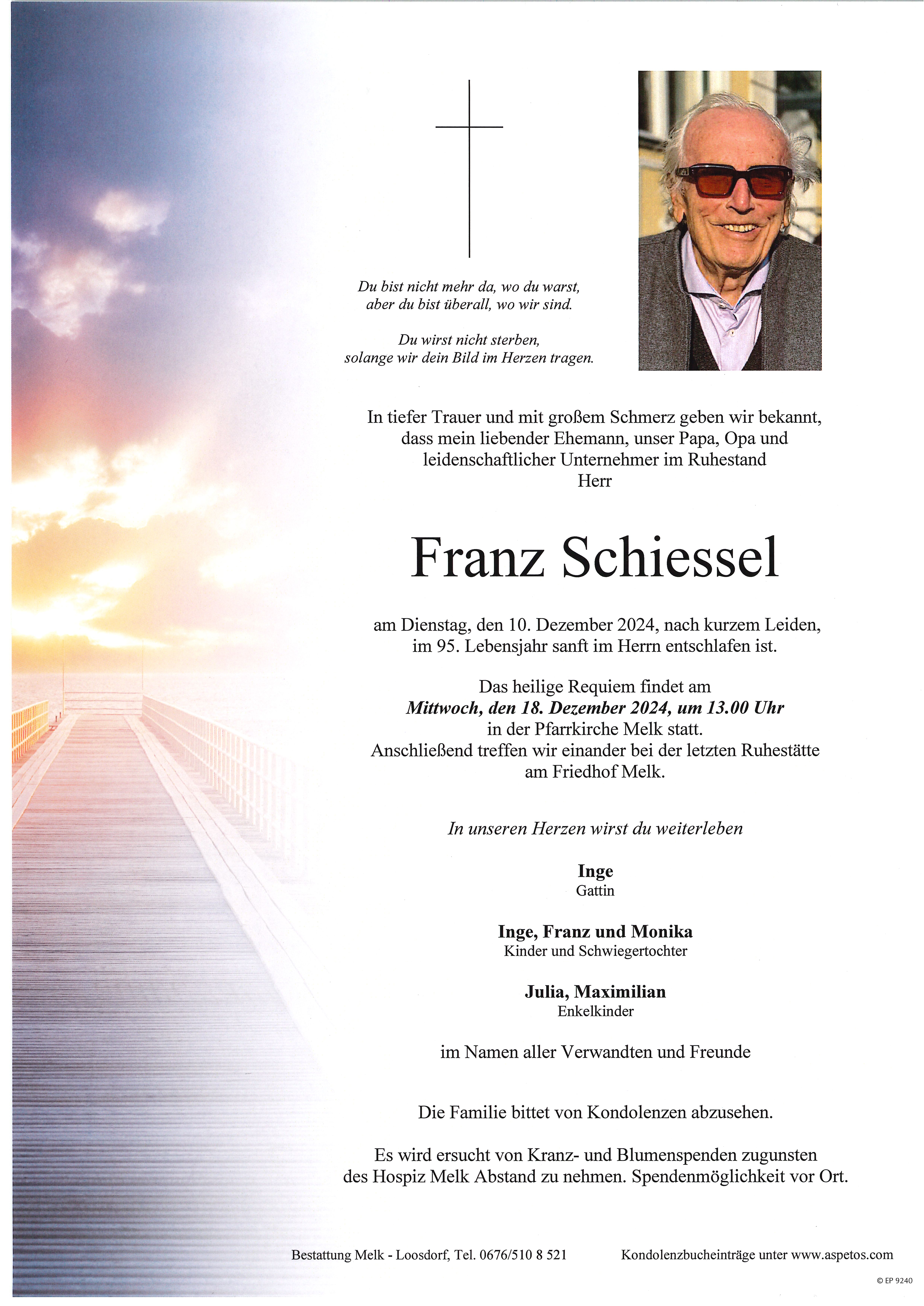 Traueranzeige von Franz Schiessel