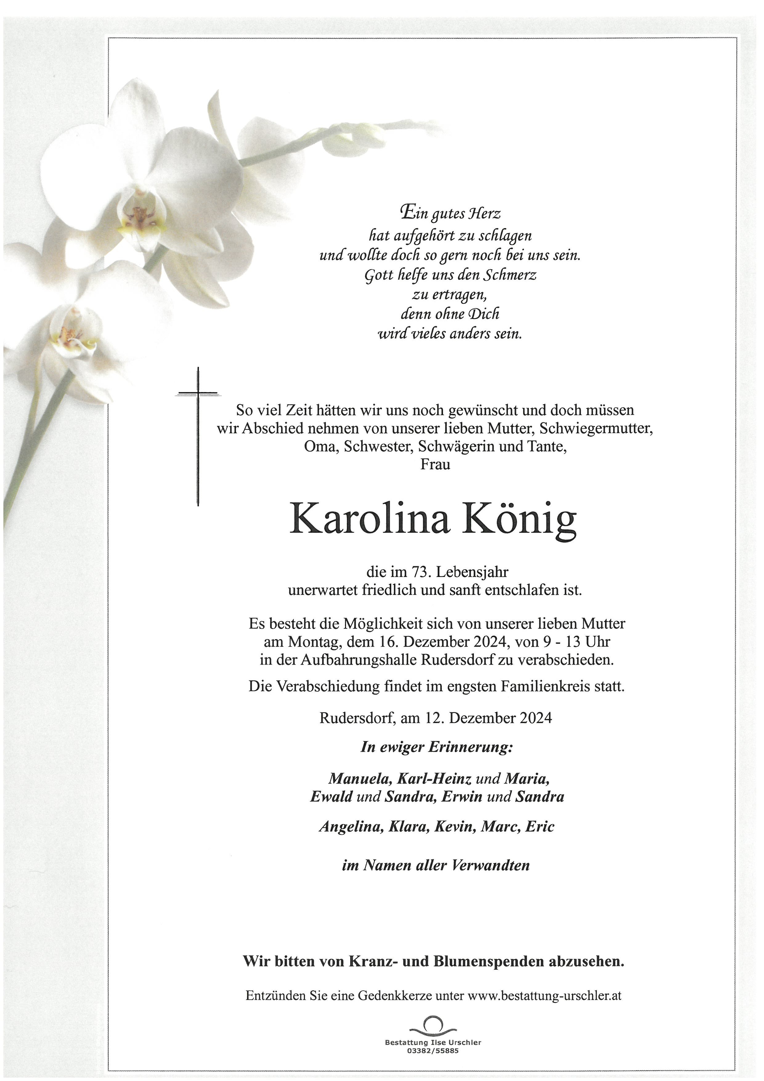 Traueranzeige von Karolina König