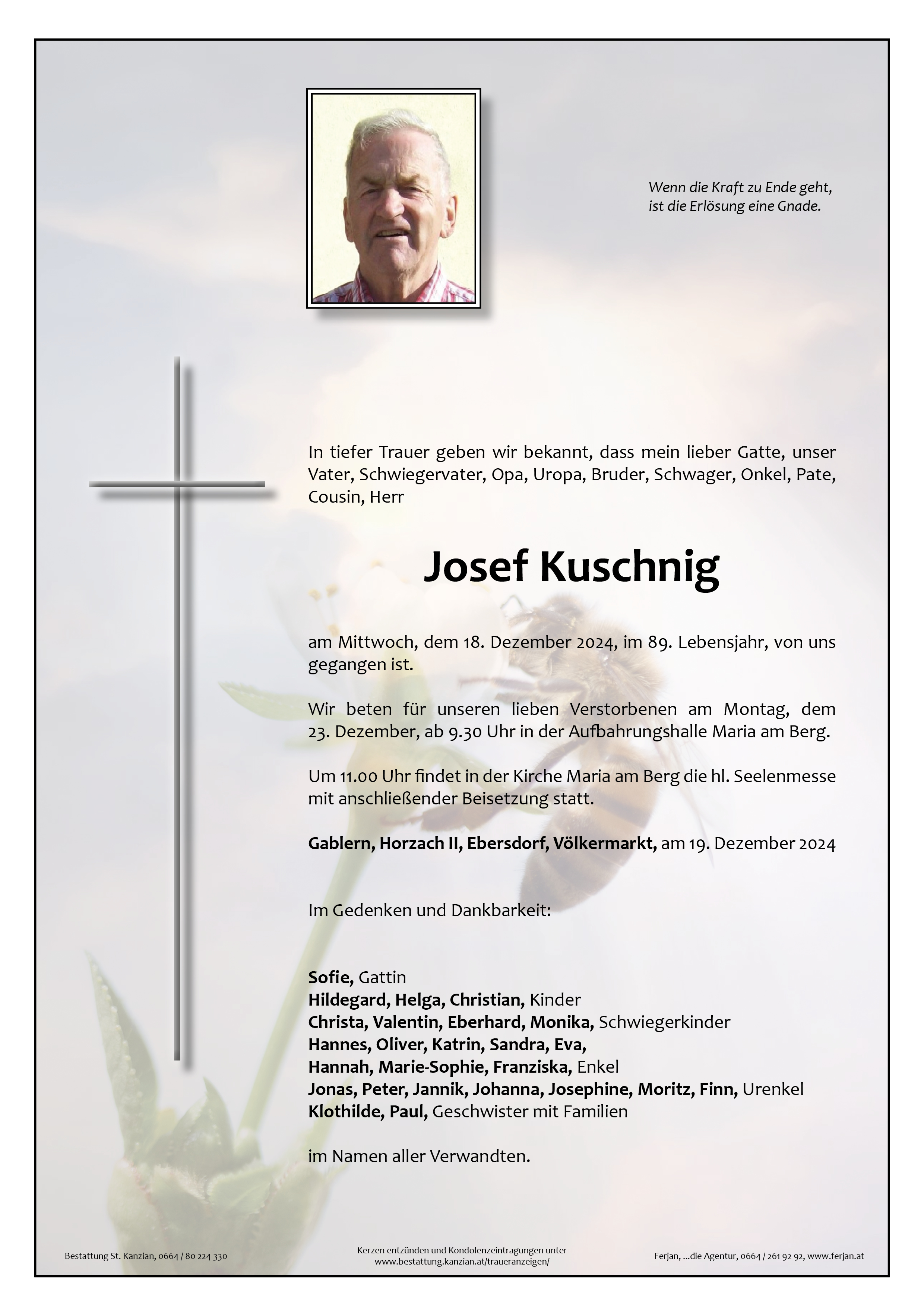 Traueranzeige von Josef Kuschnig
