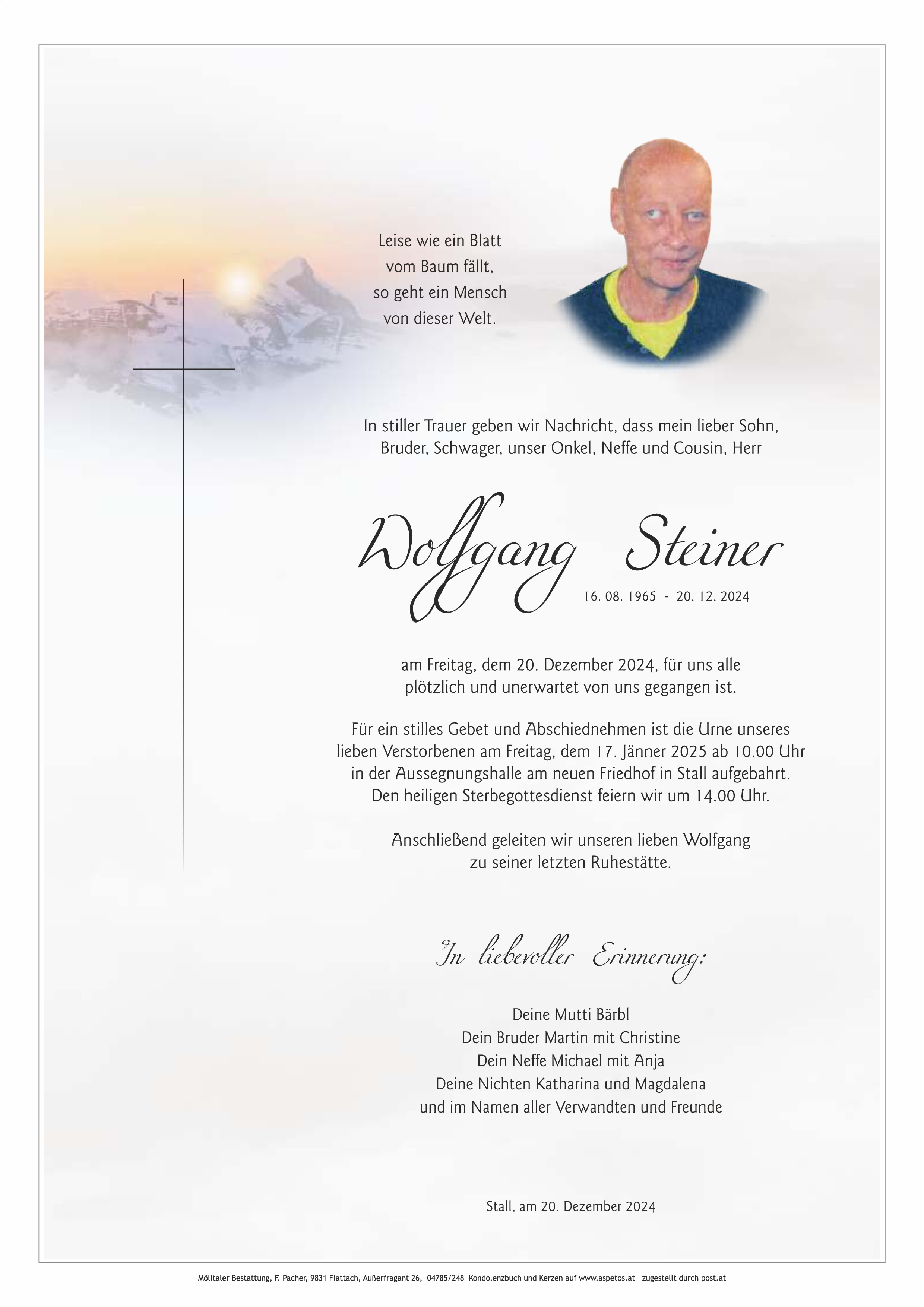 Traueranzeige von Wolfgang Steiner