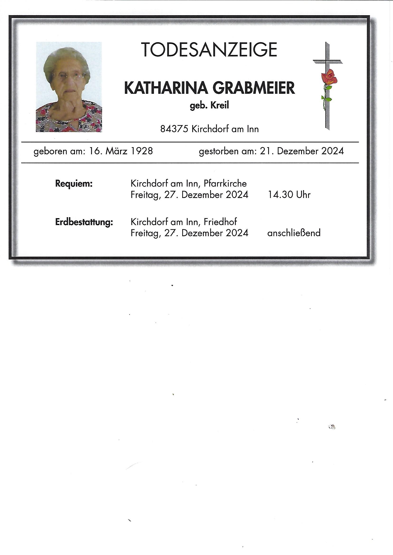 Traueranzeige von Katharina Grabmeier
