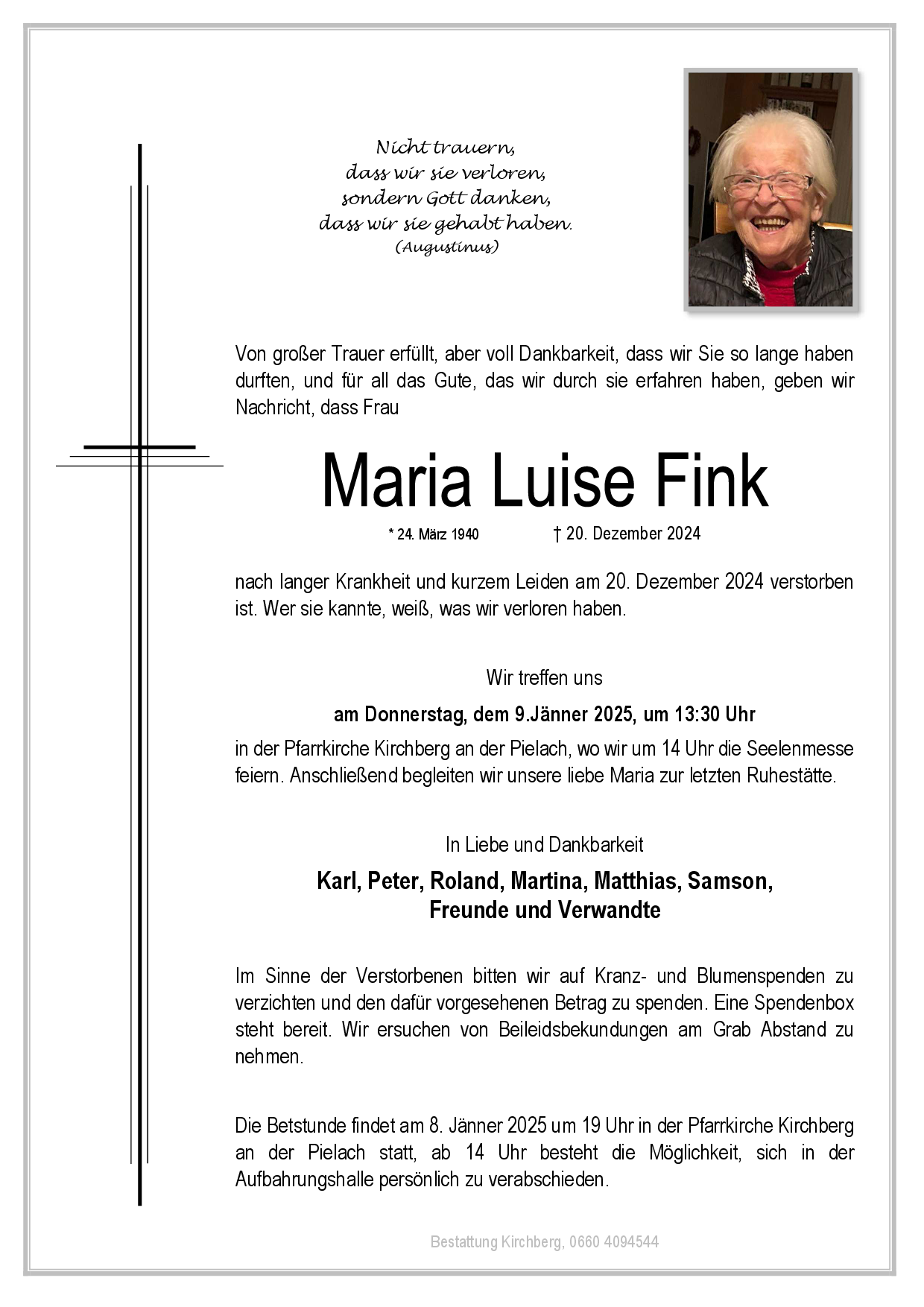 Traueranzeige von Maria Fink