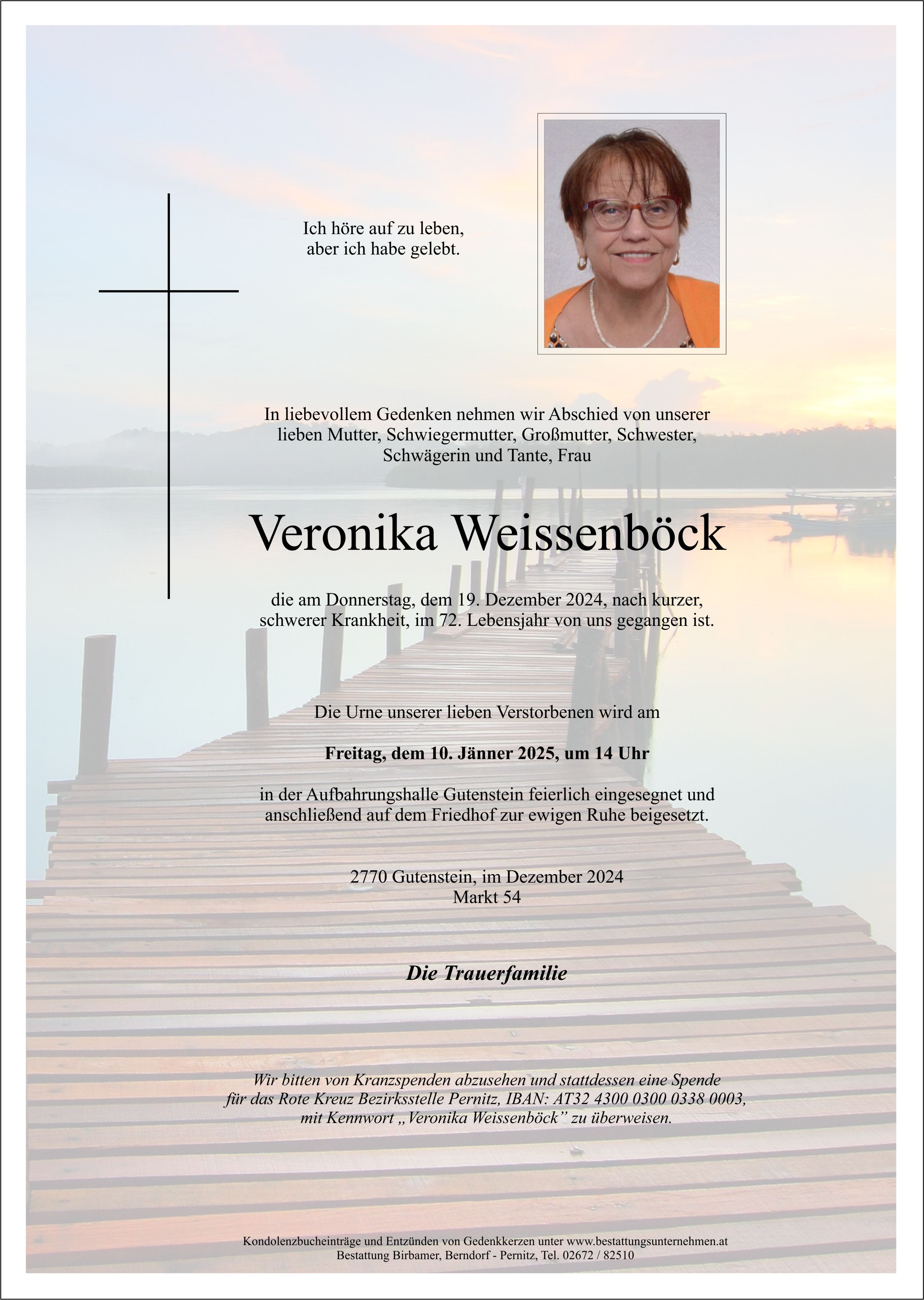 Traueranzeige von Veronika Weissenböck