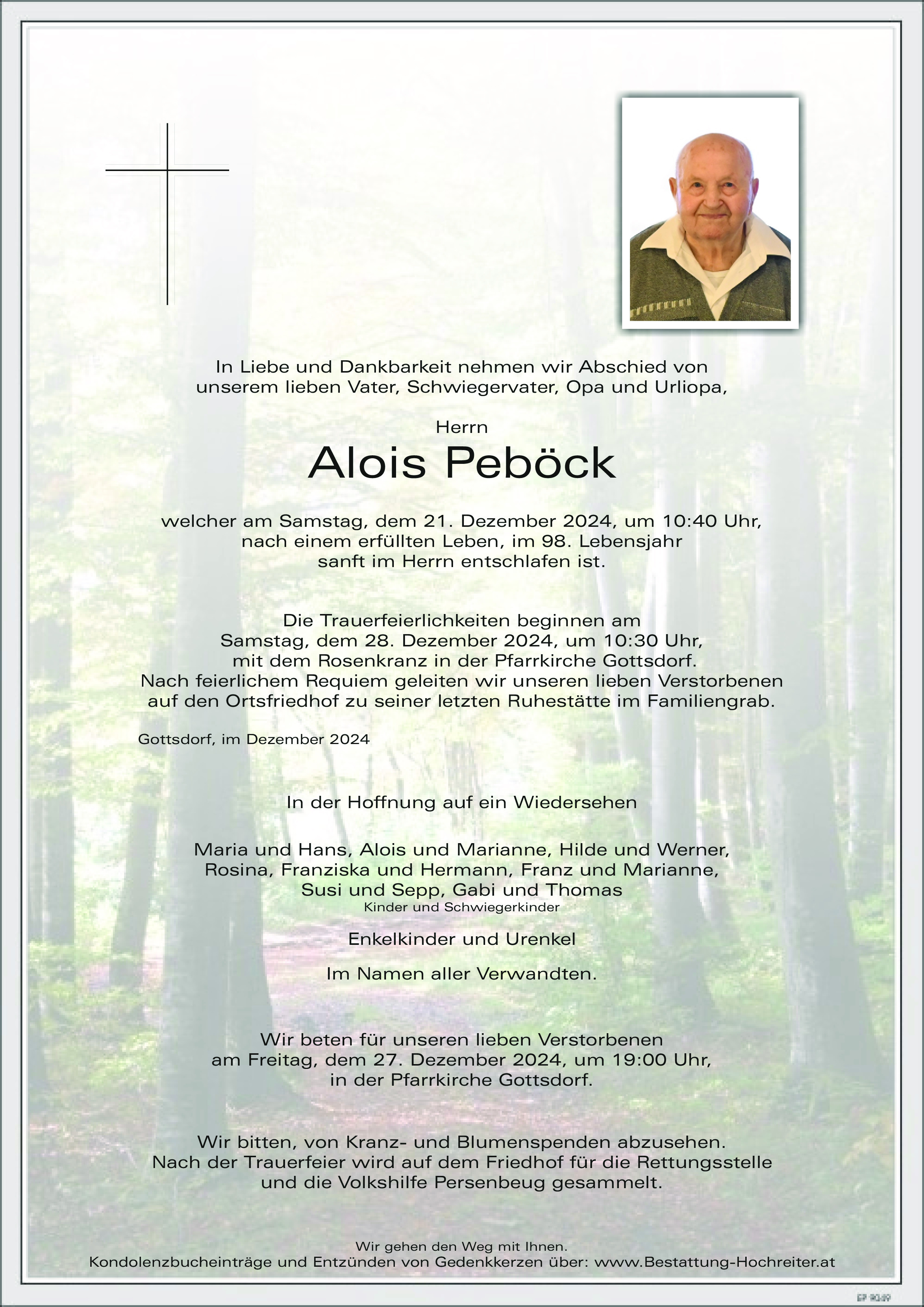 Traueranzeige von Alois Peböck
