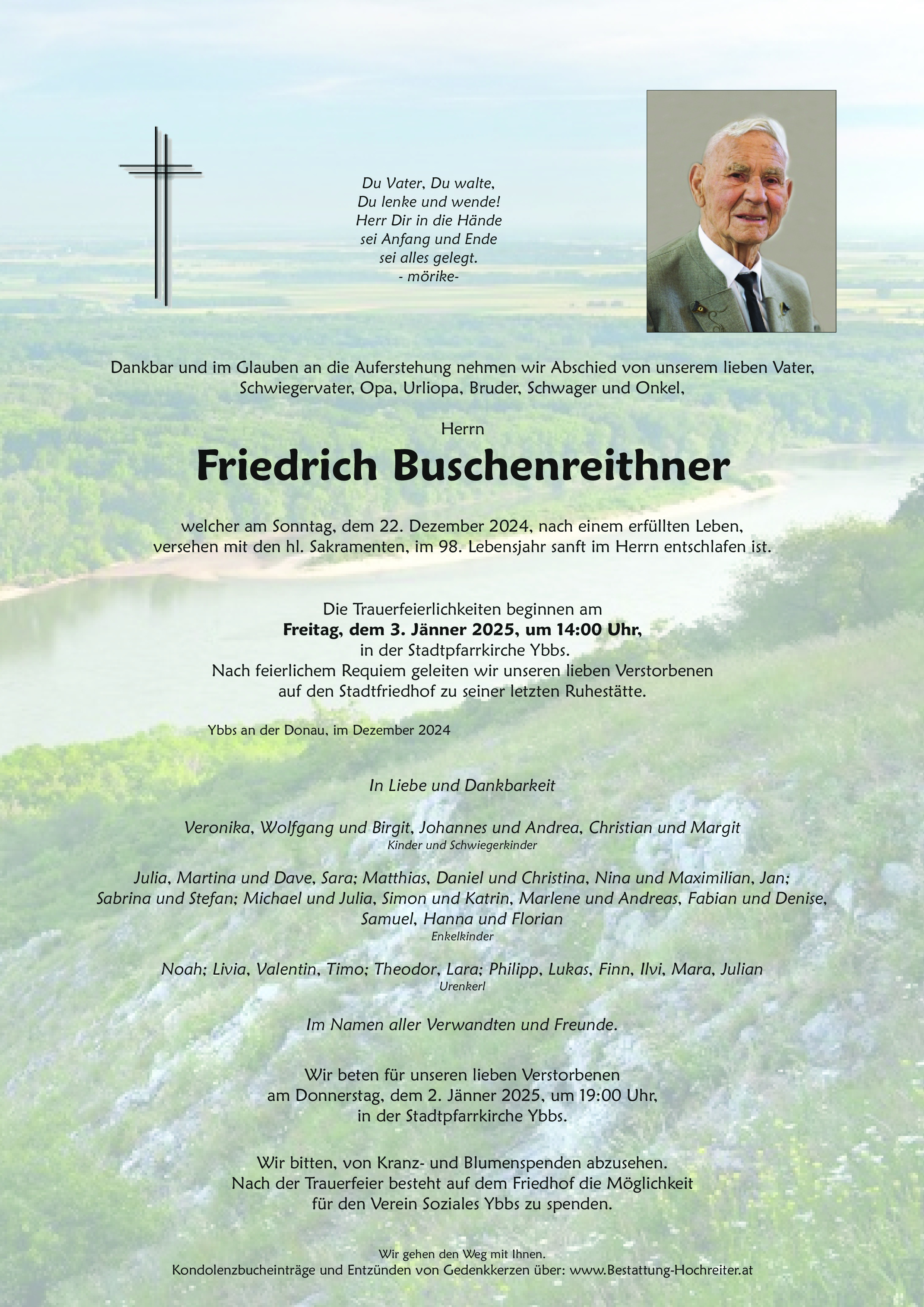 Traueranzeige von Friedrich Buschenreithner