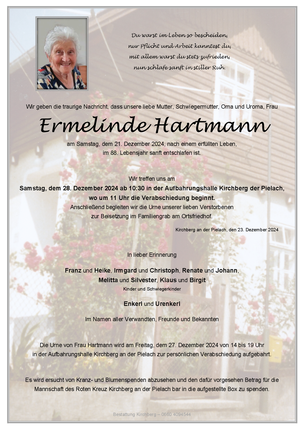 Traueranzeige von Ermelinde Hartmann