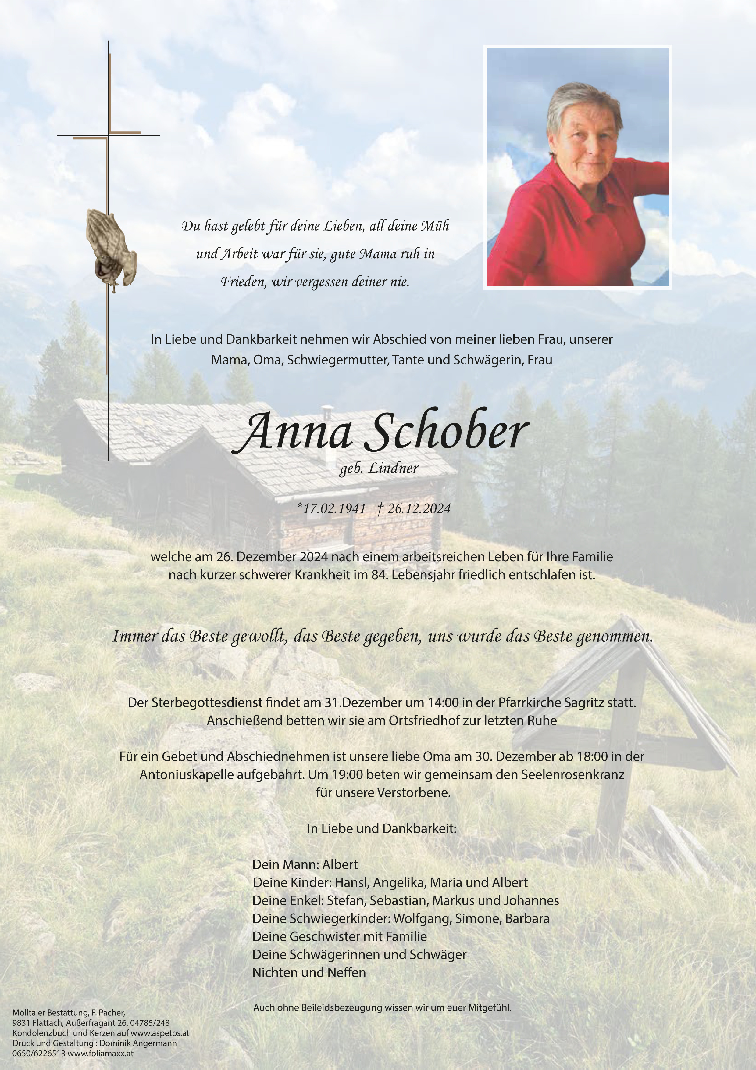 Traueranzeige von Anna Schober
