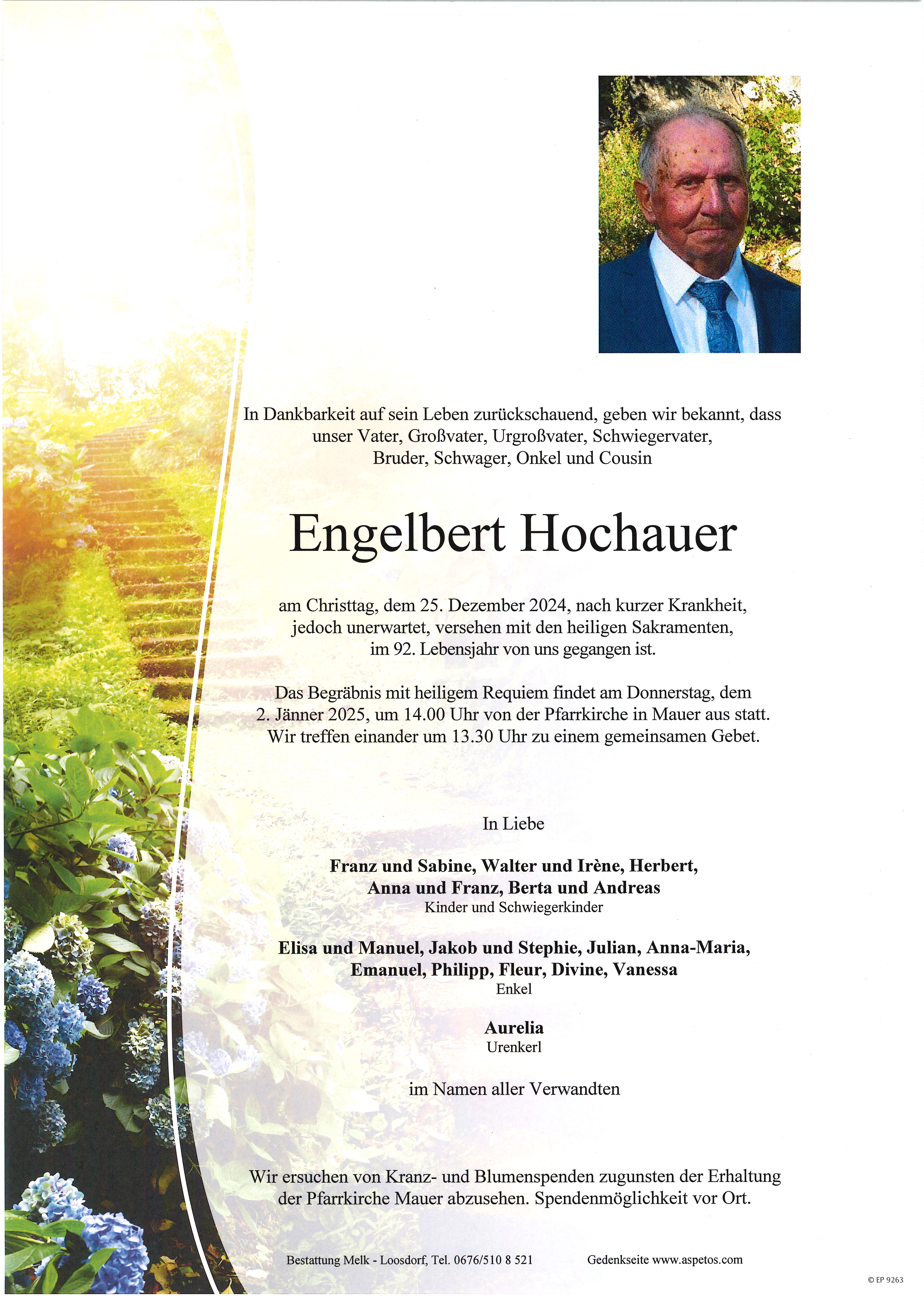 Traueranzeige von Engelbert Hochauer