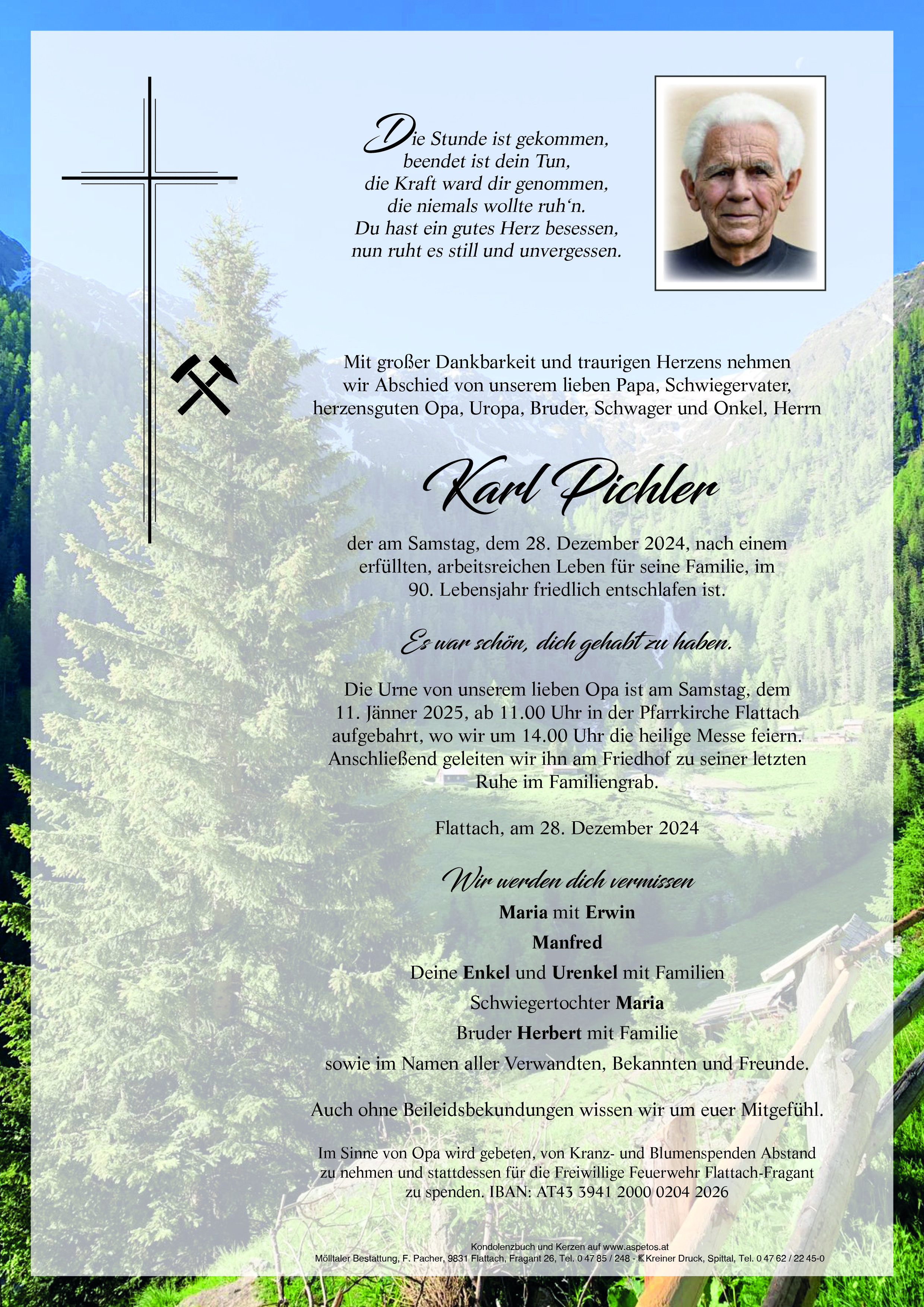 Traueranzeige von Karl Pichler