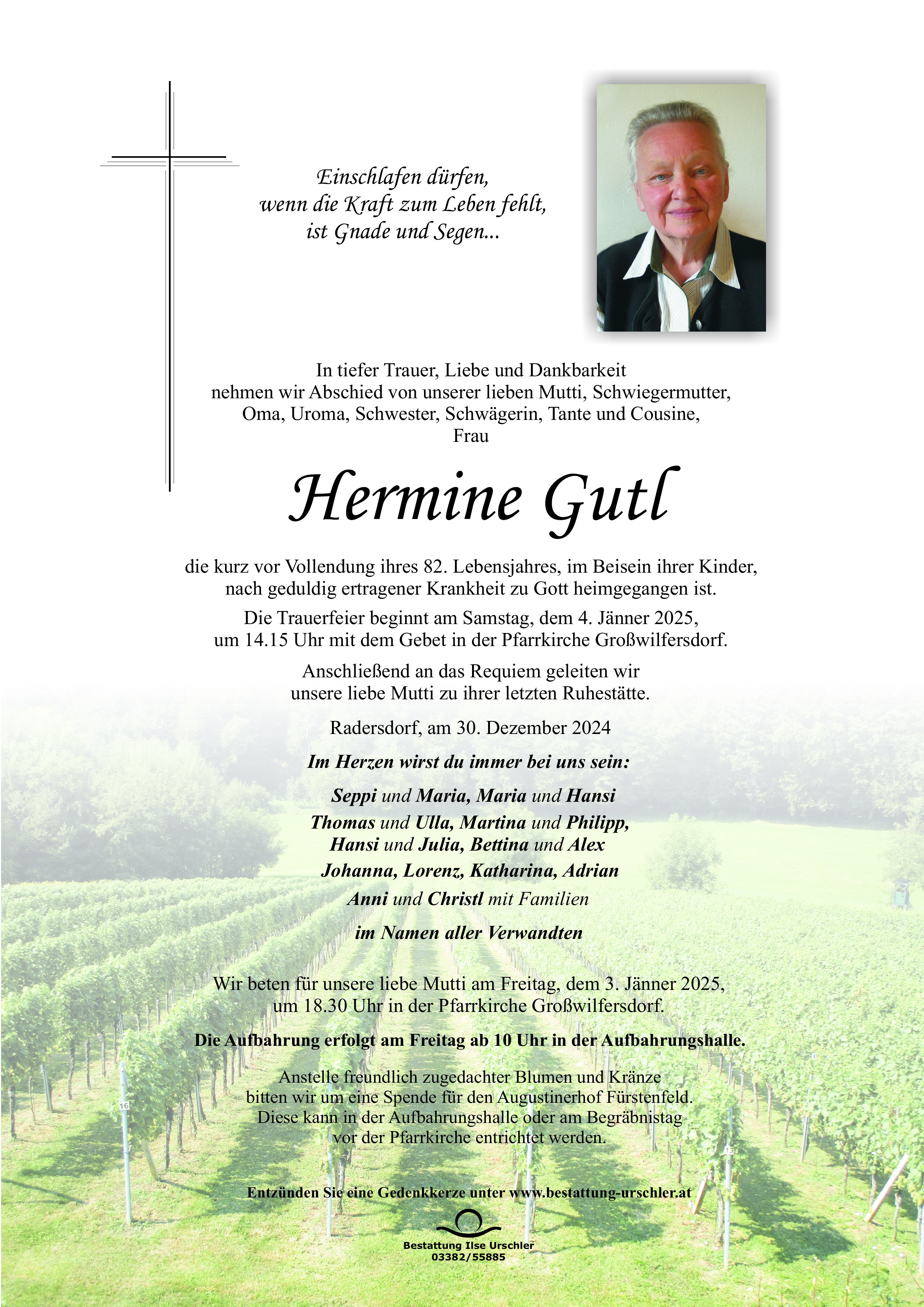 Traueranzeige von Hermine Gutl