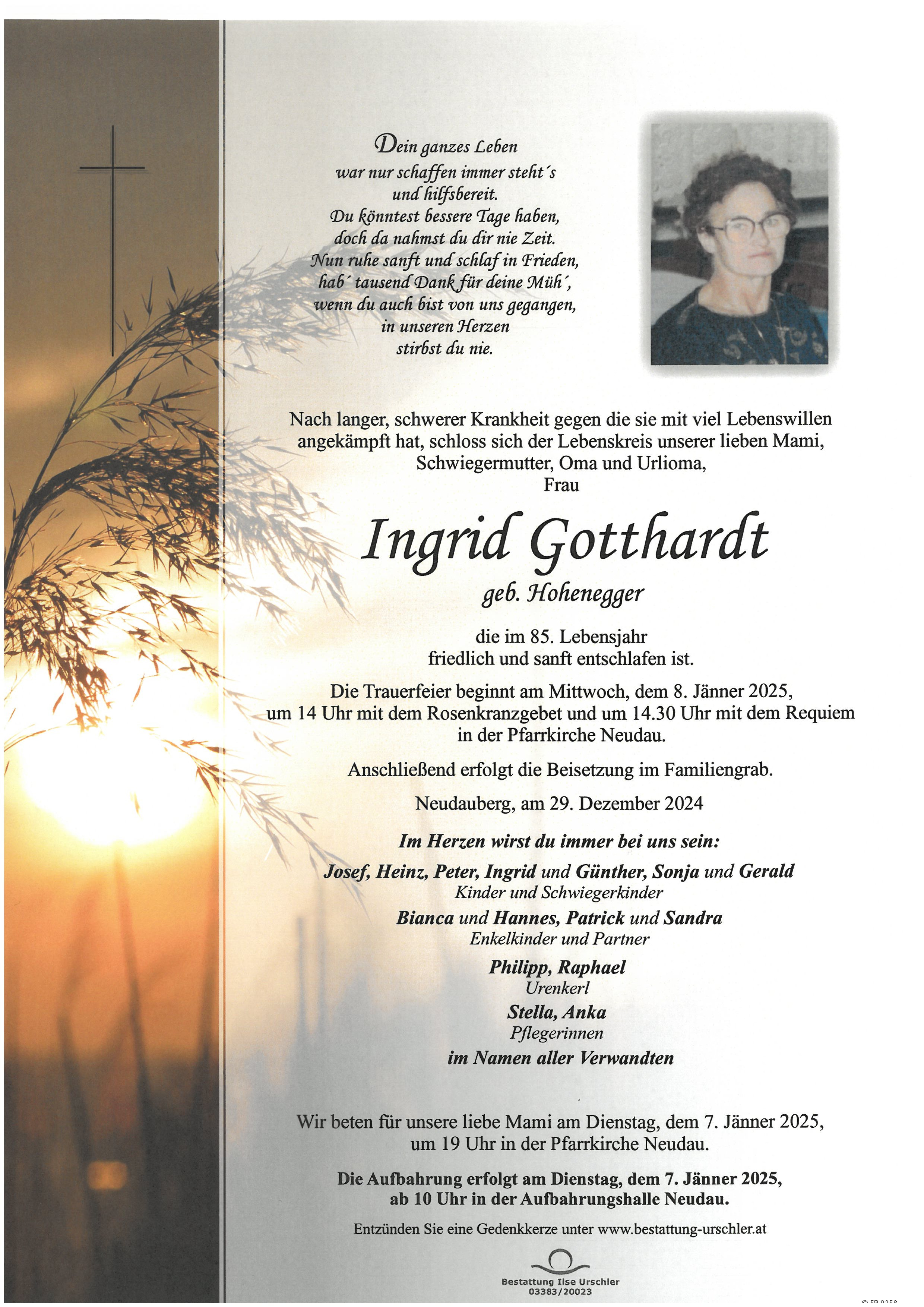Traueranzeige von Ingrid Gotthardt