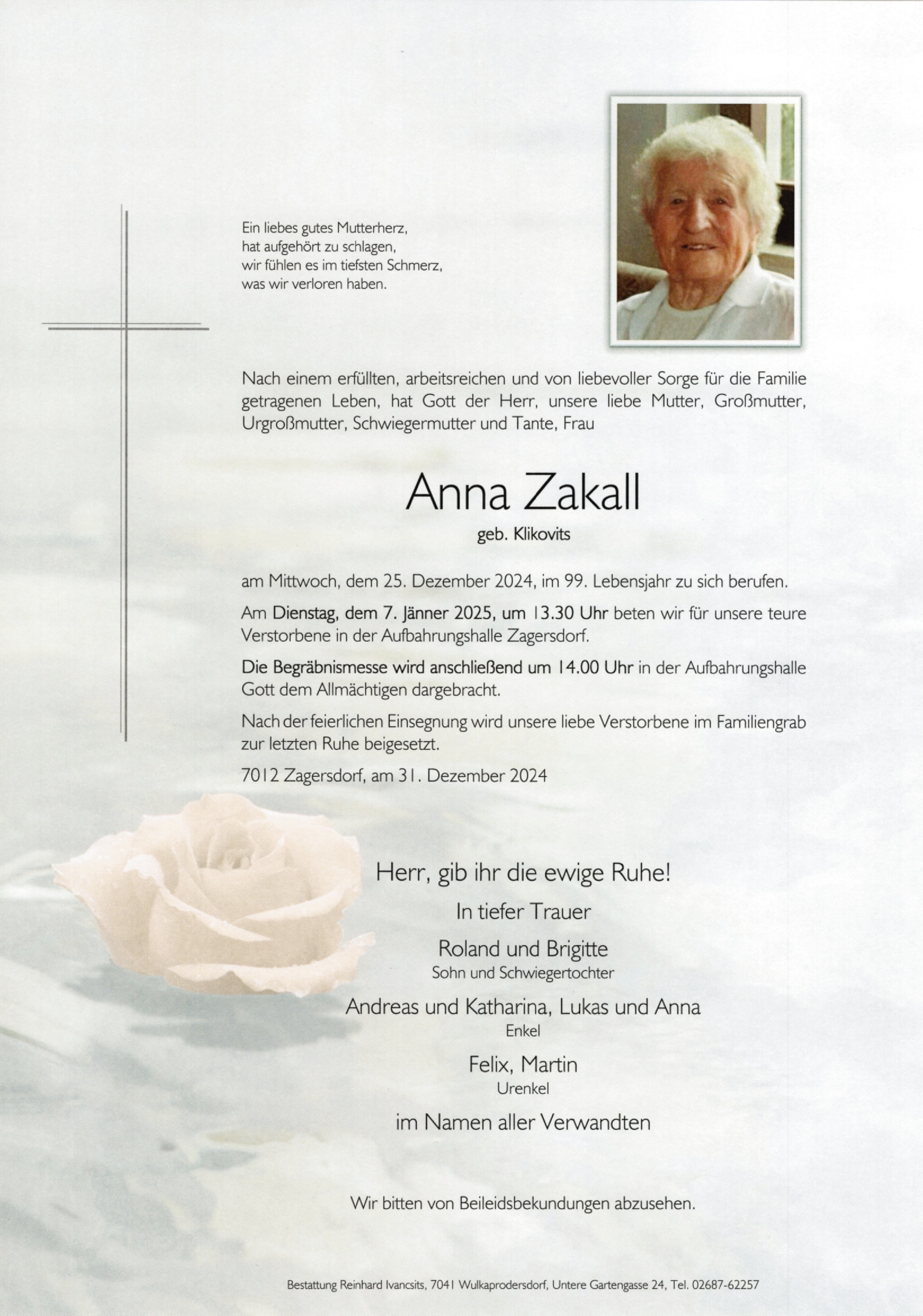 Traueranzeige von Anna Zakall
