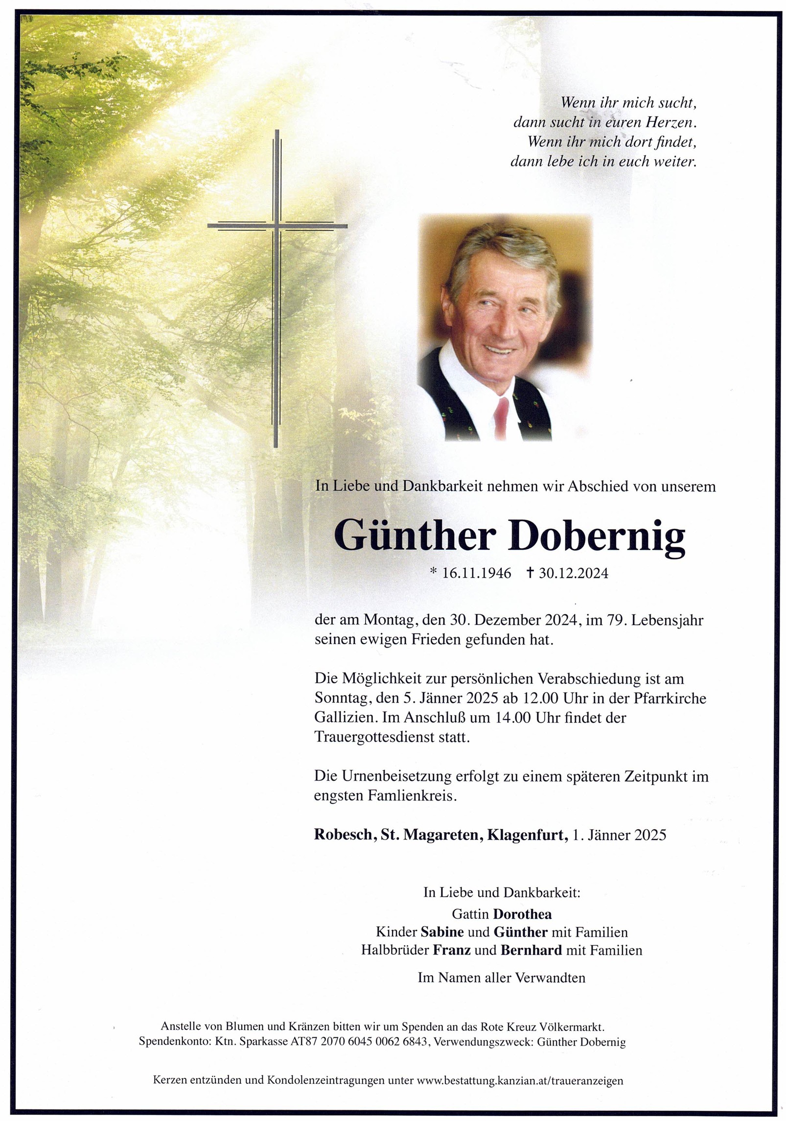 Traueranzeige von Günther Dobernig